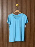 Sky Blue V-Neck Half Sleeves T-Shirt
