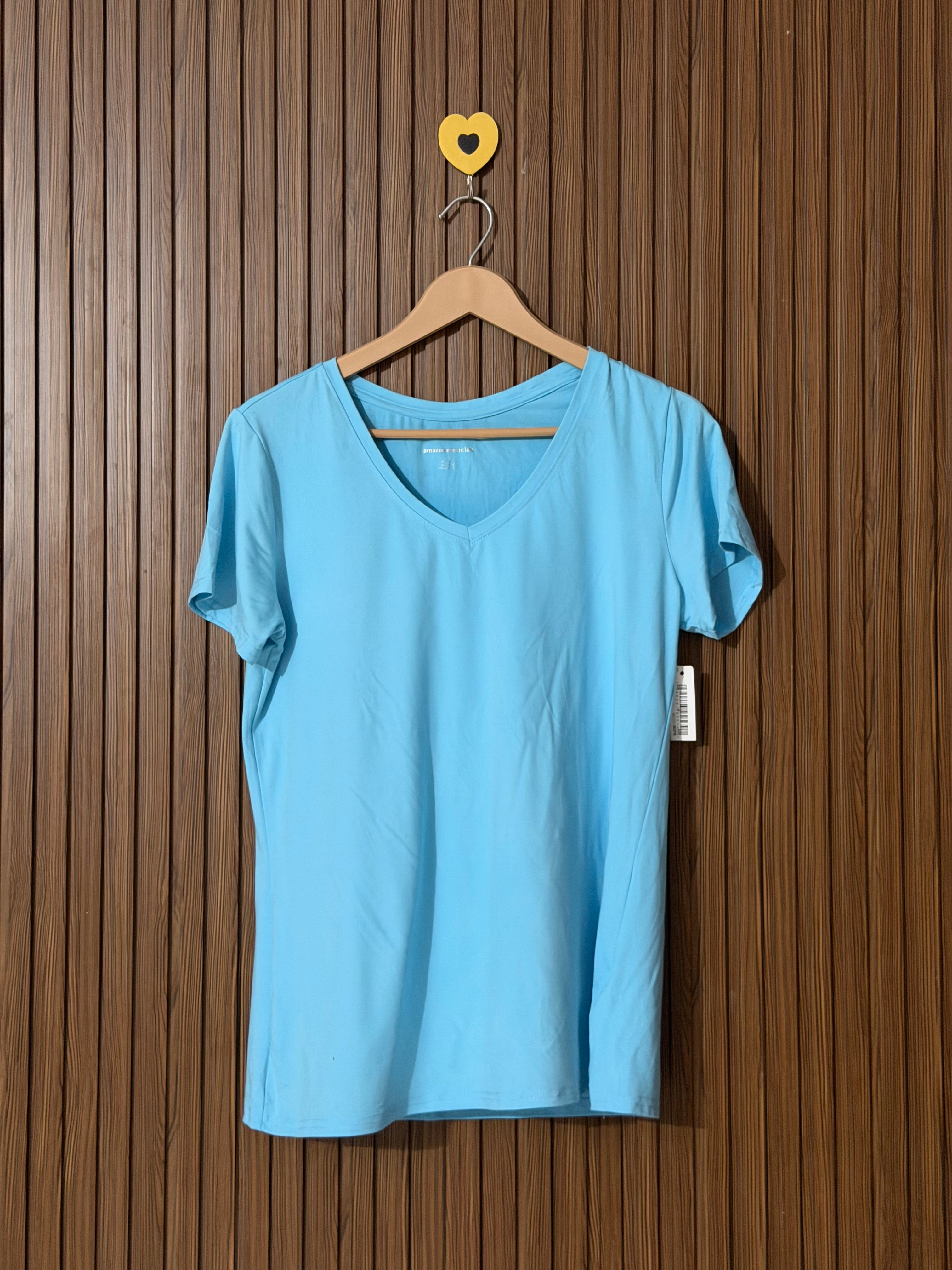 Sky Blue V-Neck Half Sleeves T-Shirt