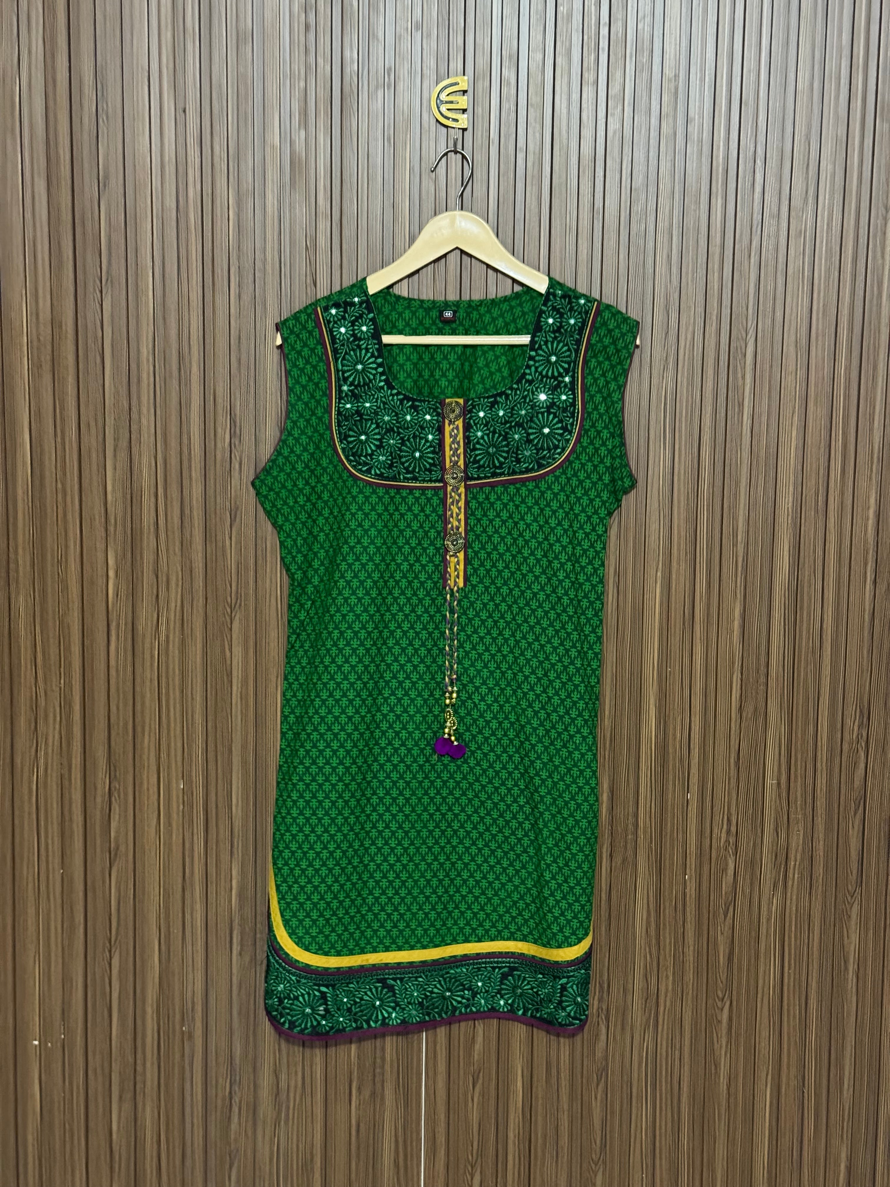 Green Printed Long Top