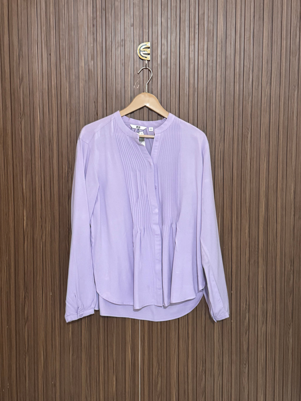 Chest 21 Length 23 Fabric Linen Button Neck Top