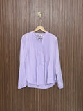 Chest 21 Length 23 Fabric Linen Button Neck Top