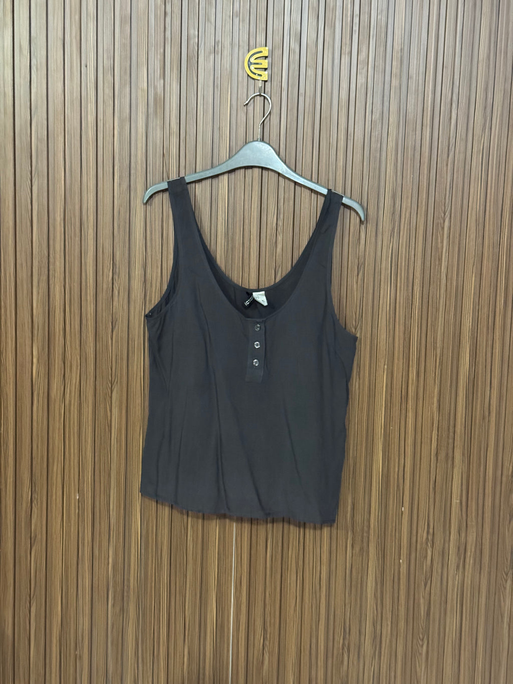 Grey Button-Front Sleeveless Top