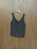 Grey Button-Front Sleeveless Top
