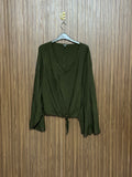 Chest 21 Length 22 Fabric nylon V-Neck Front Tie Top