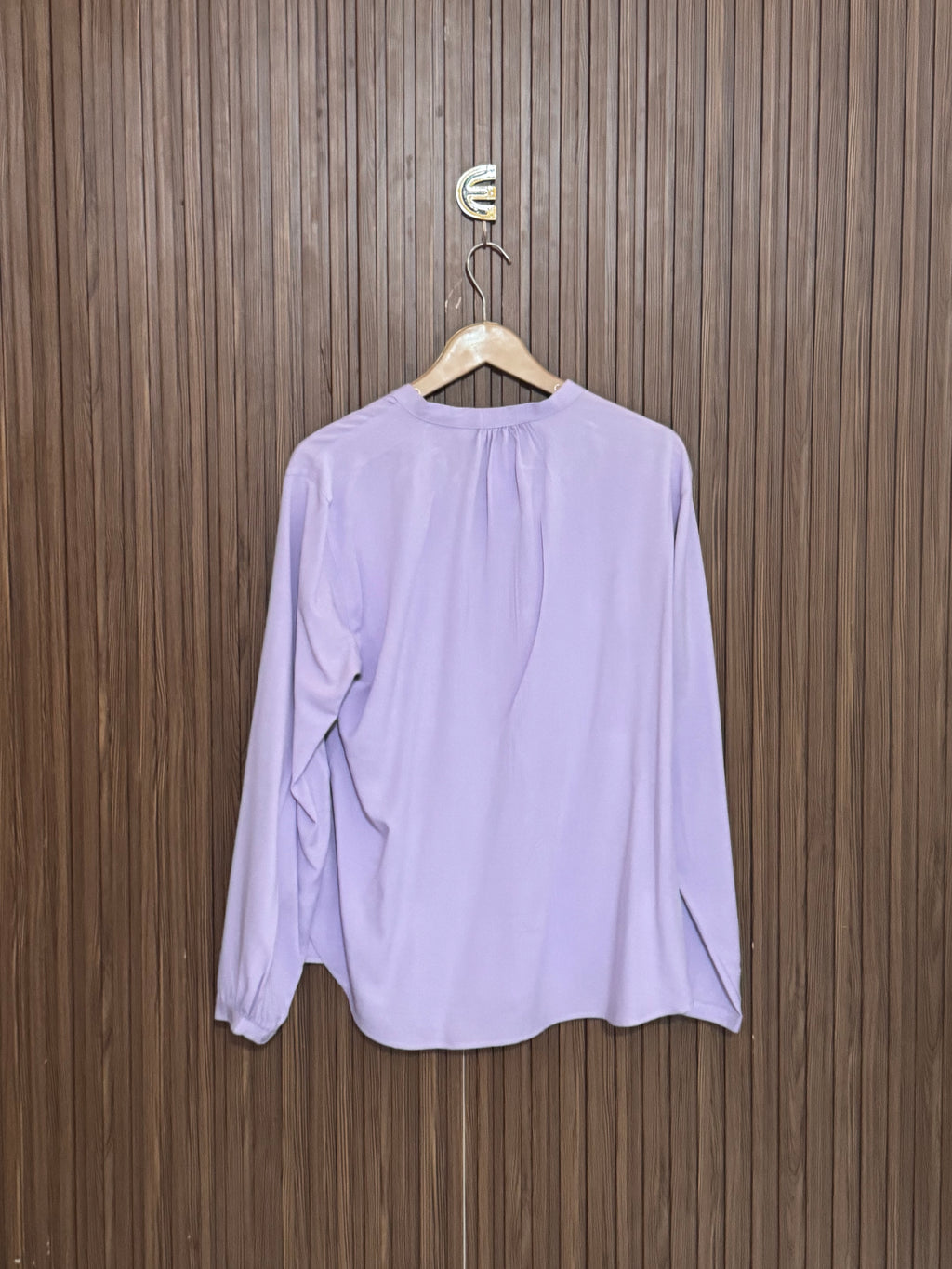 Chest 21 Length 23 Fabric Linen Button Neck Top