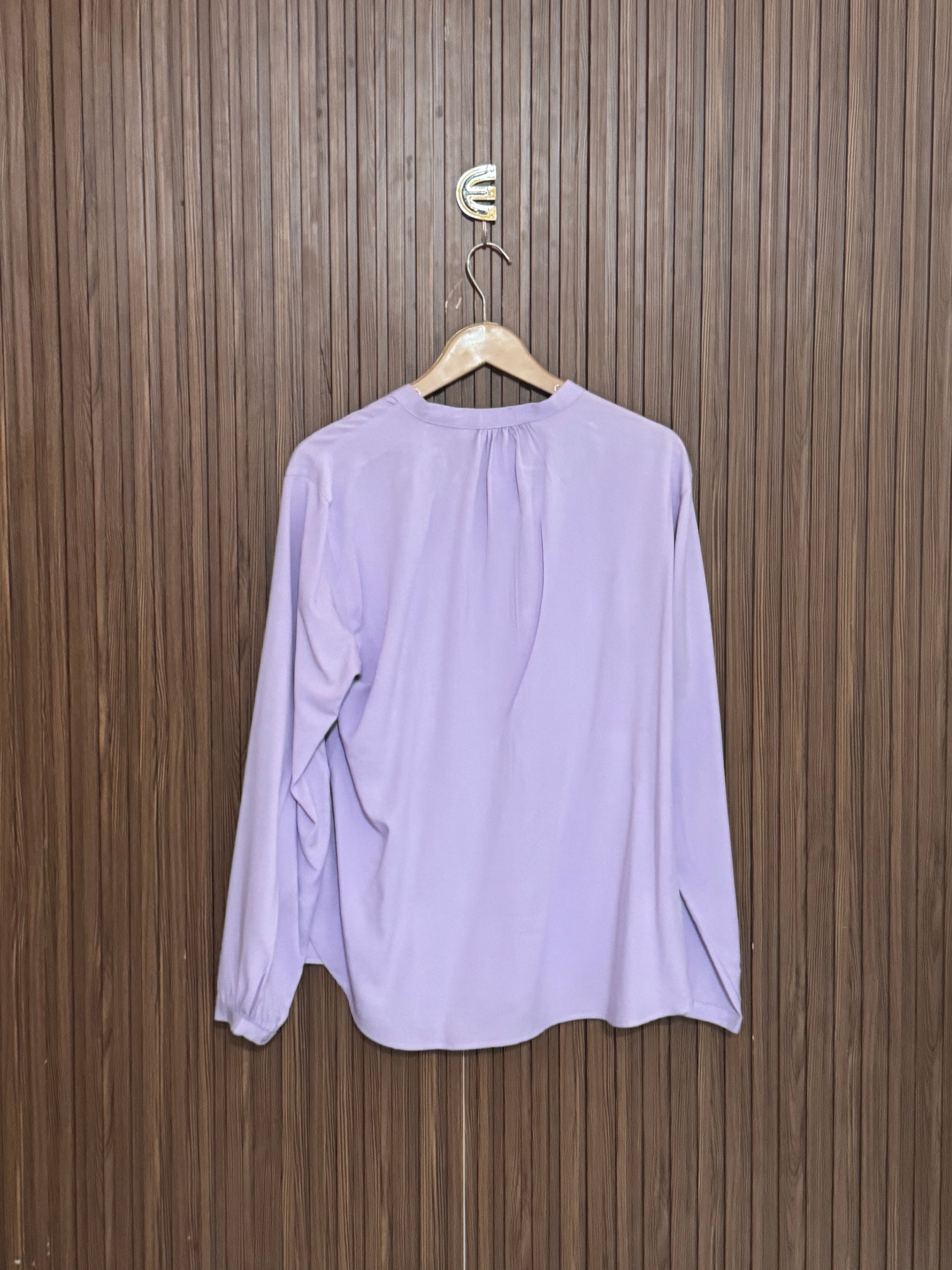 Chest 21 Length 23 Fabric Linen Button Neck Top