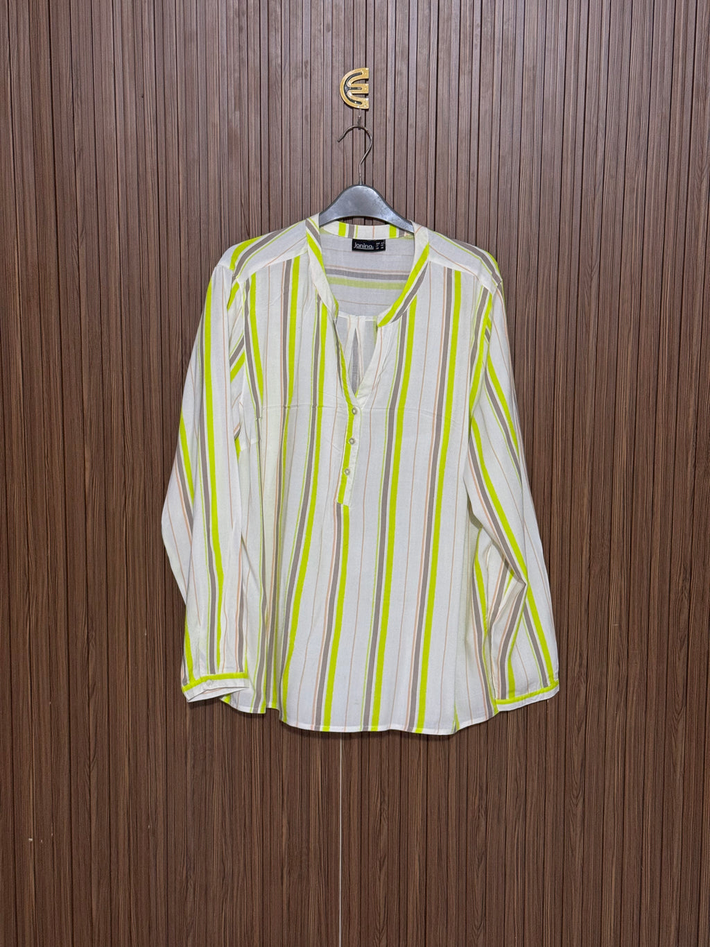 Chest 23 Length 28 Fabric Nylon White Neon Striped Top