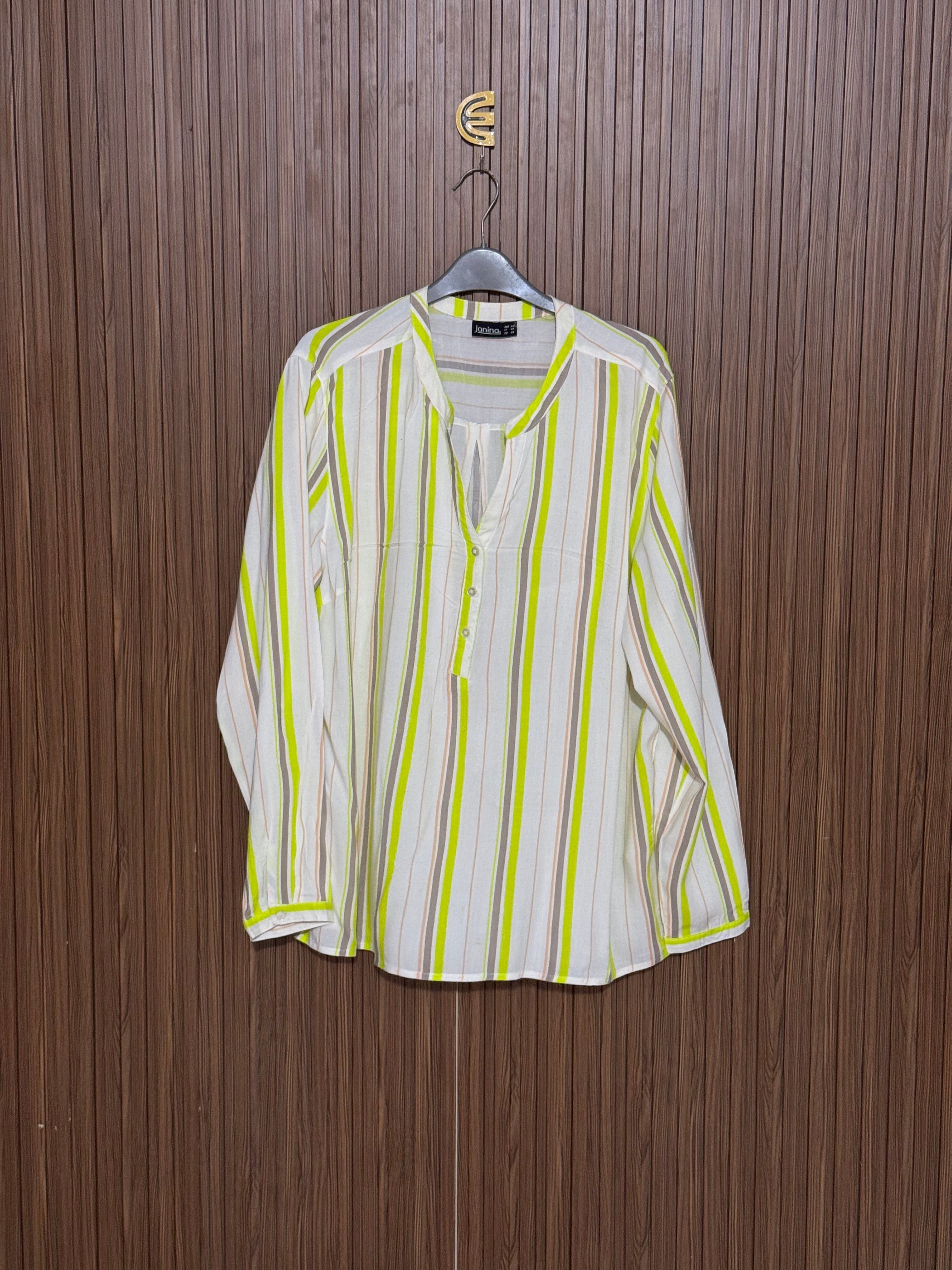 Chest 23 Length 28 Fabric Nylon White Neon Striped Top