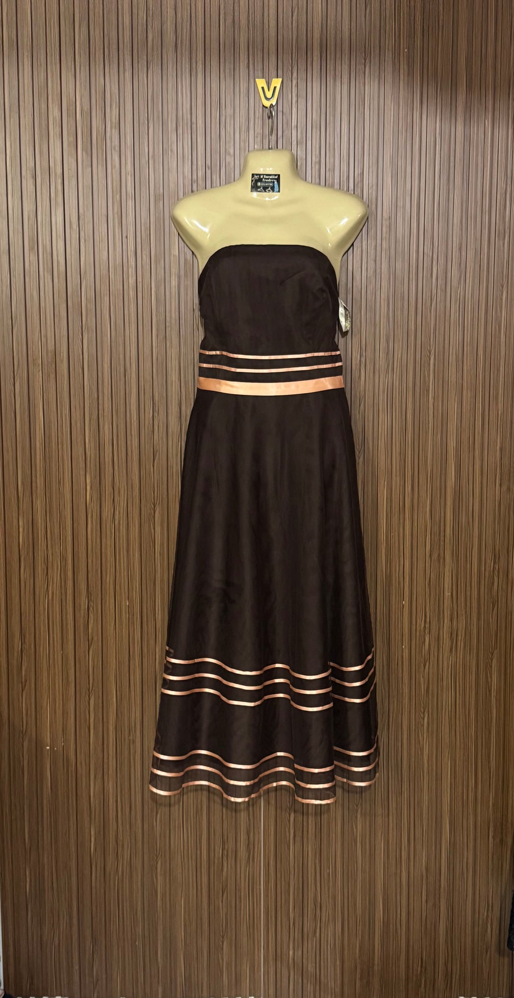 Chest 16 Length 41 Fabric Net Silk Strapless Dress