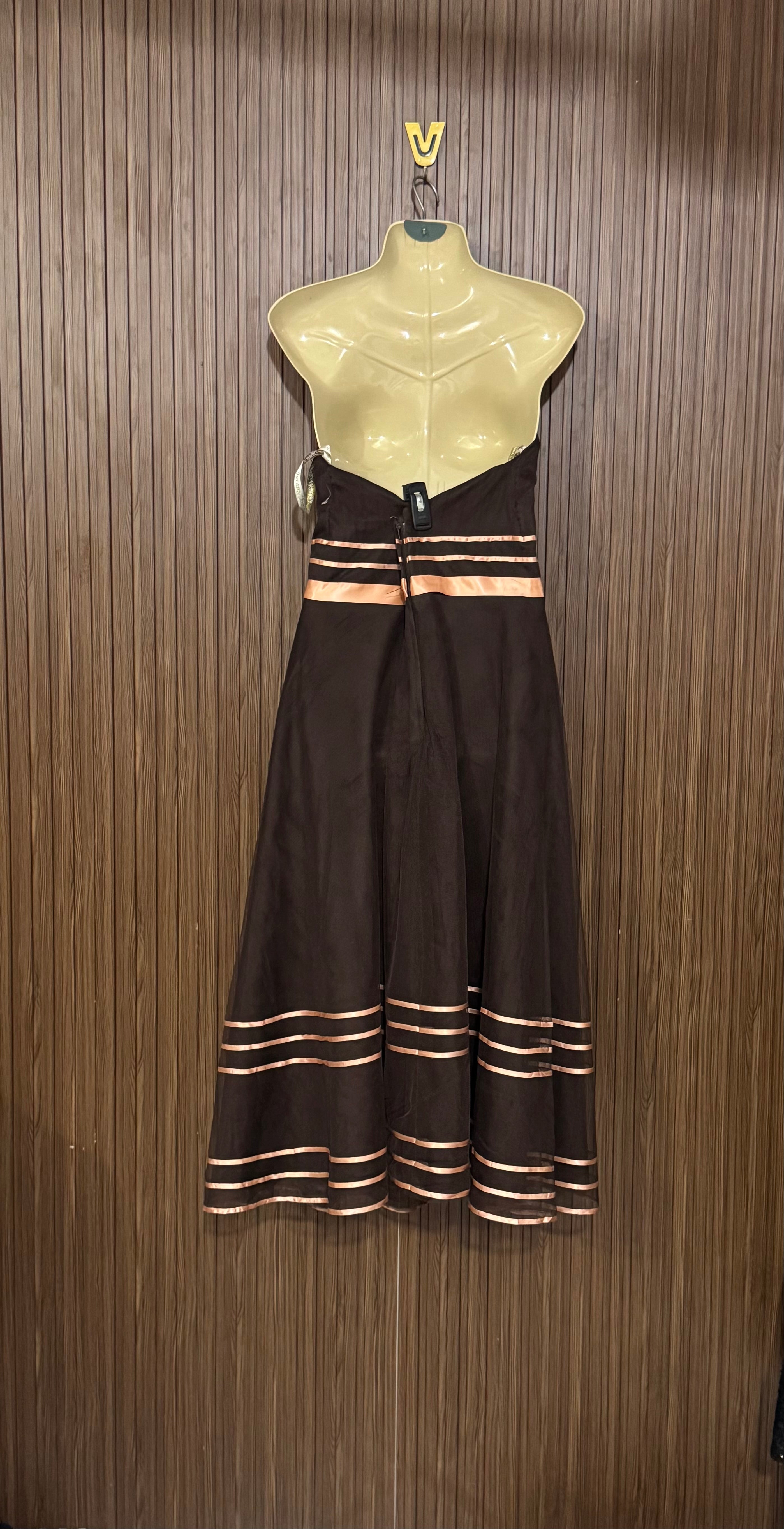 Chest 16 Length 41 Fabric Net Silk Strapless Dress