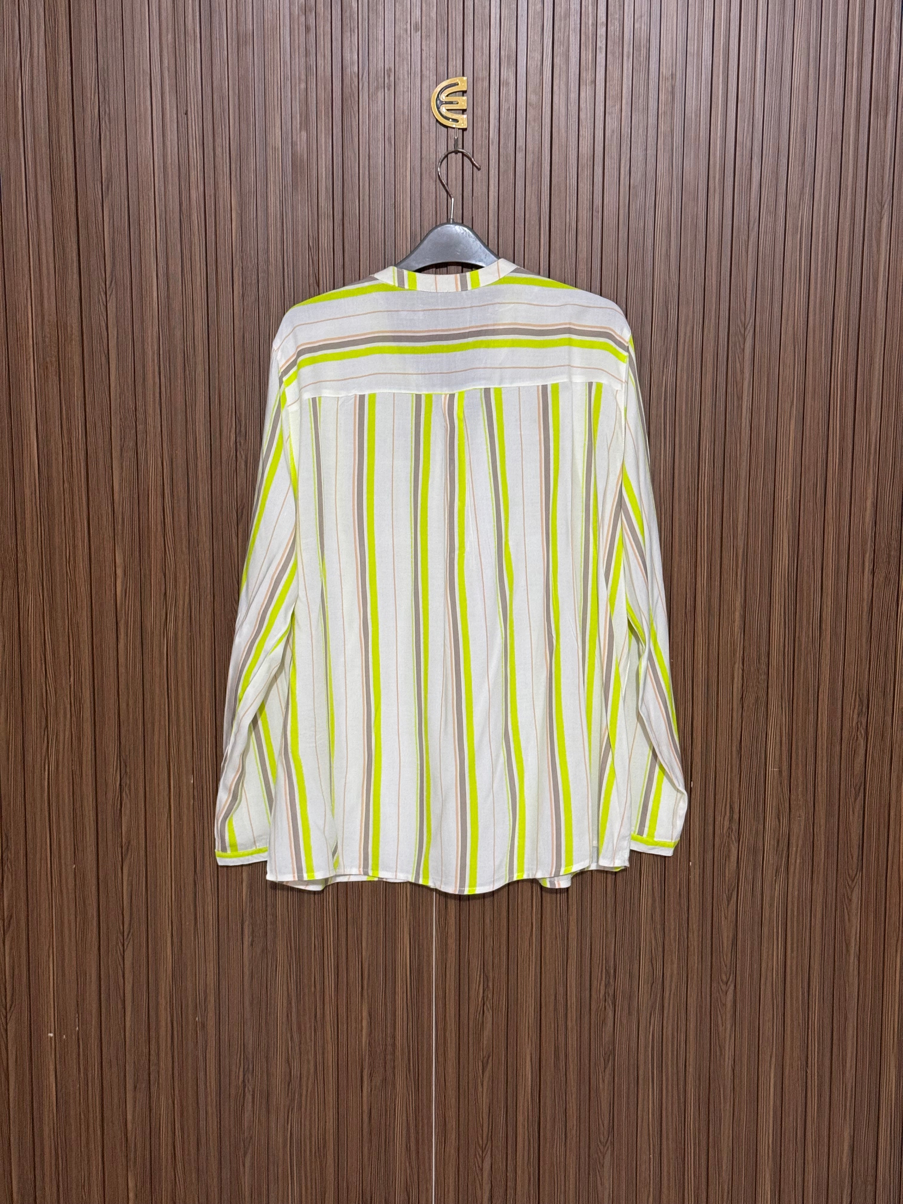 Chest 23 Length 28 Fabric Nylon White Neon Striped Top
