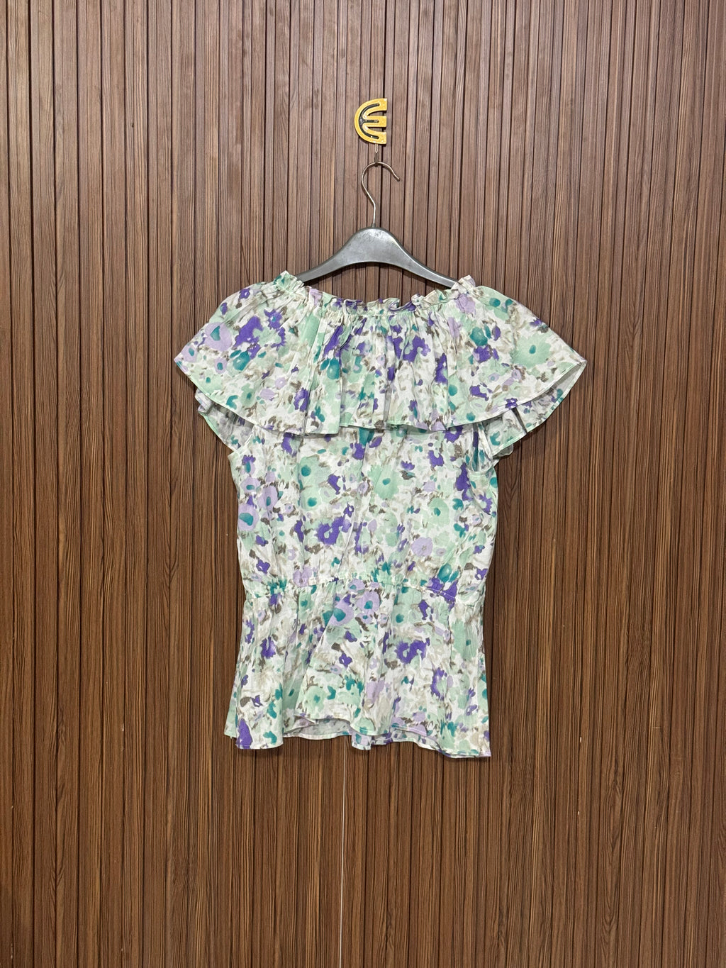 Green Floral V-Neck Sleeveless Top