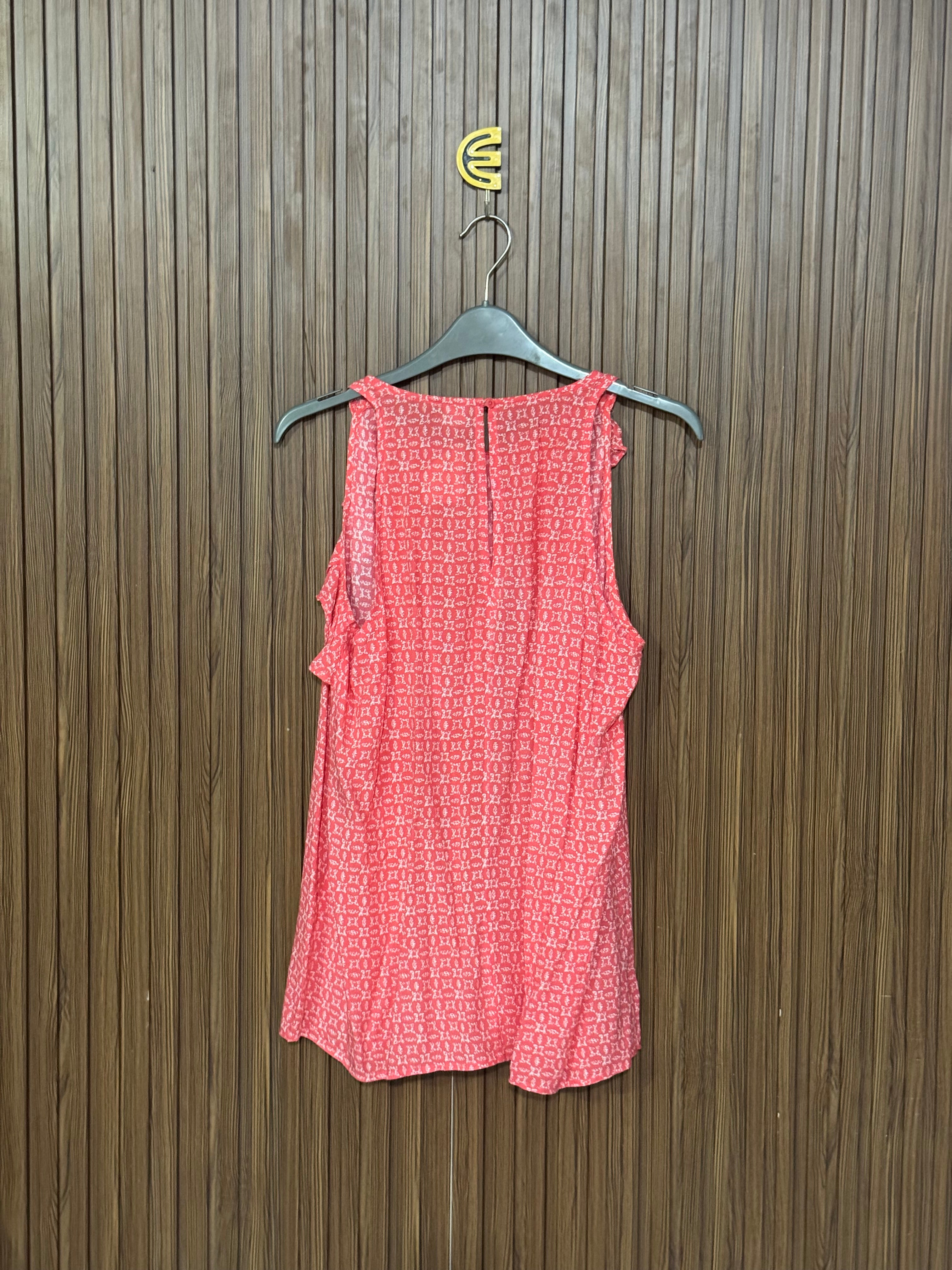 Pink Geometric Printed Sleeveless Top