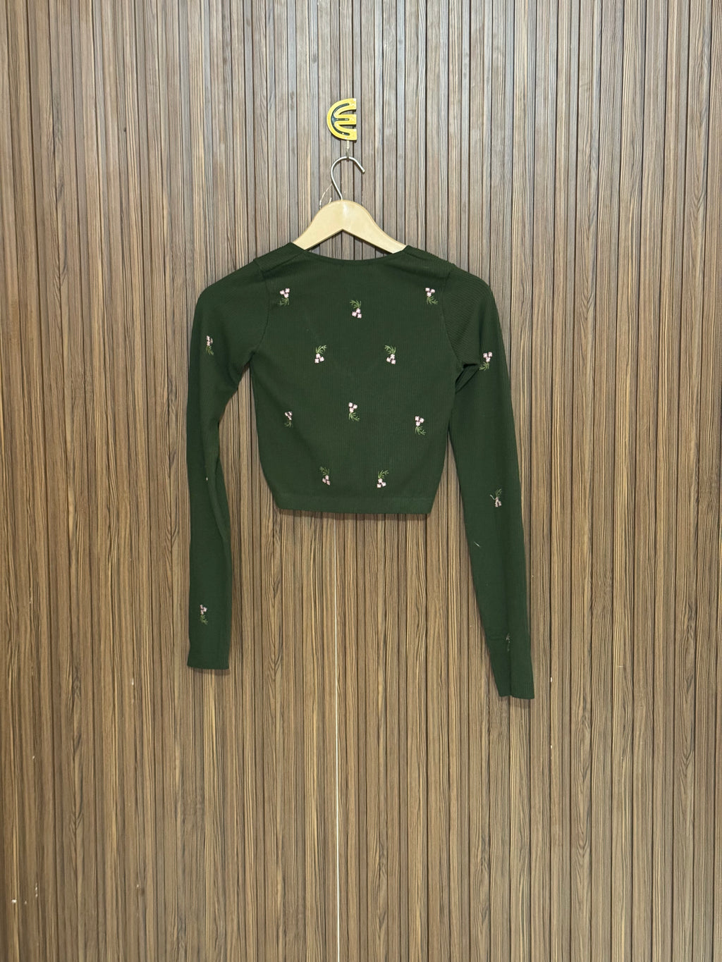 Chest 13 Length 14 Fabric Elastic Olive Twist Crop