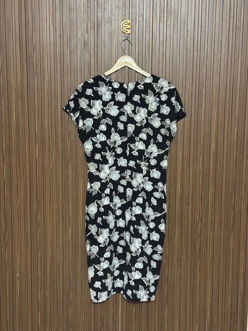 Black Floral Print Long Top
