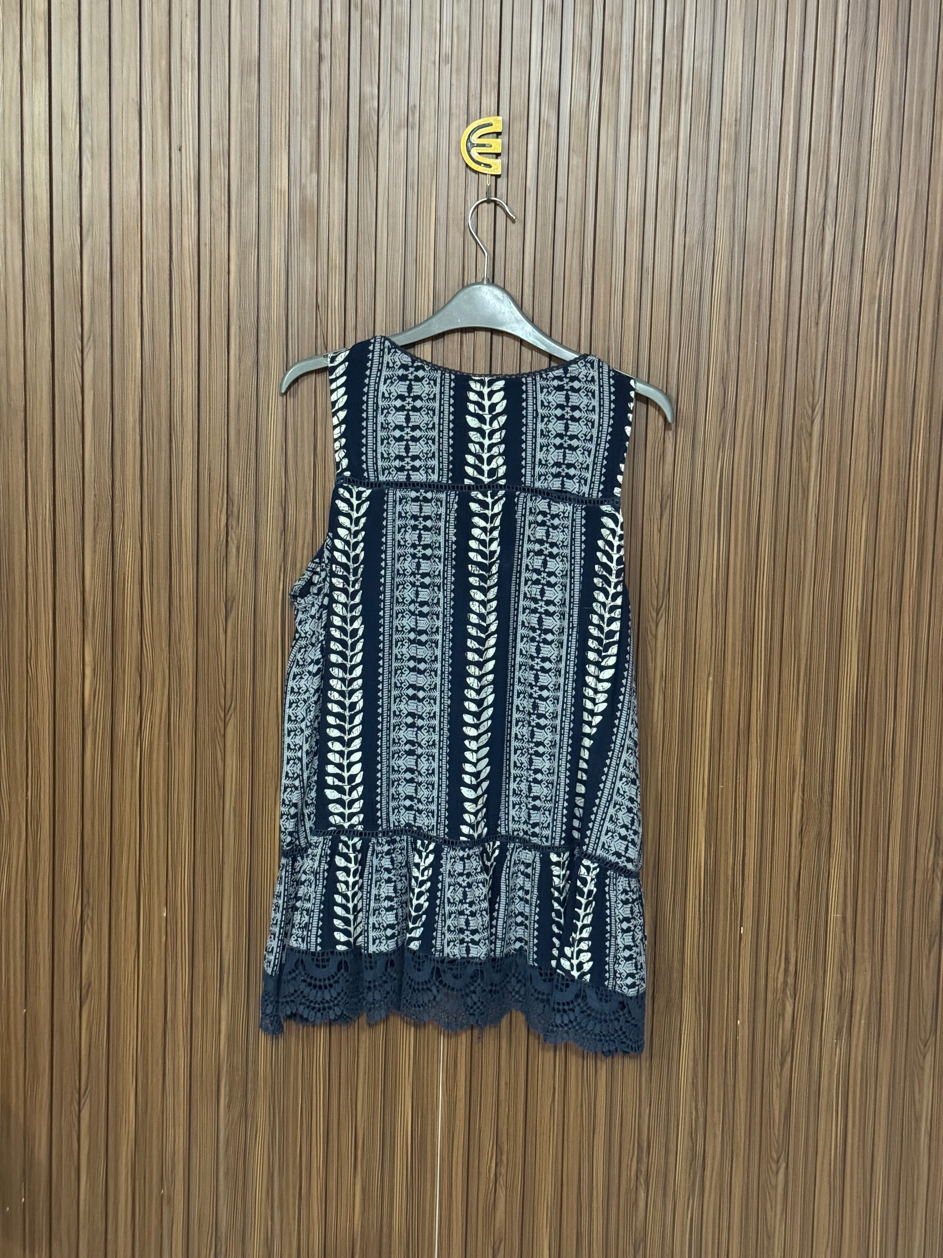 Blue Printed Sleeveless Top