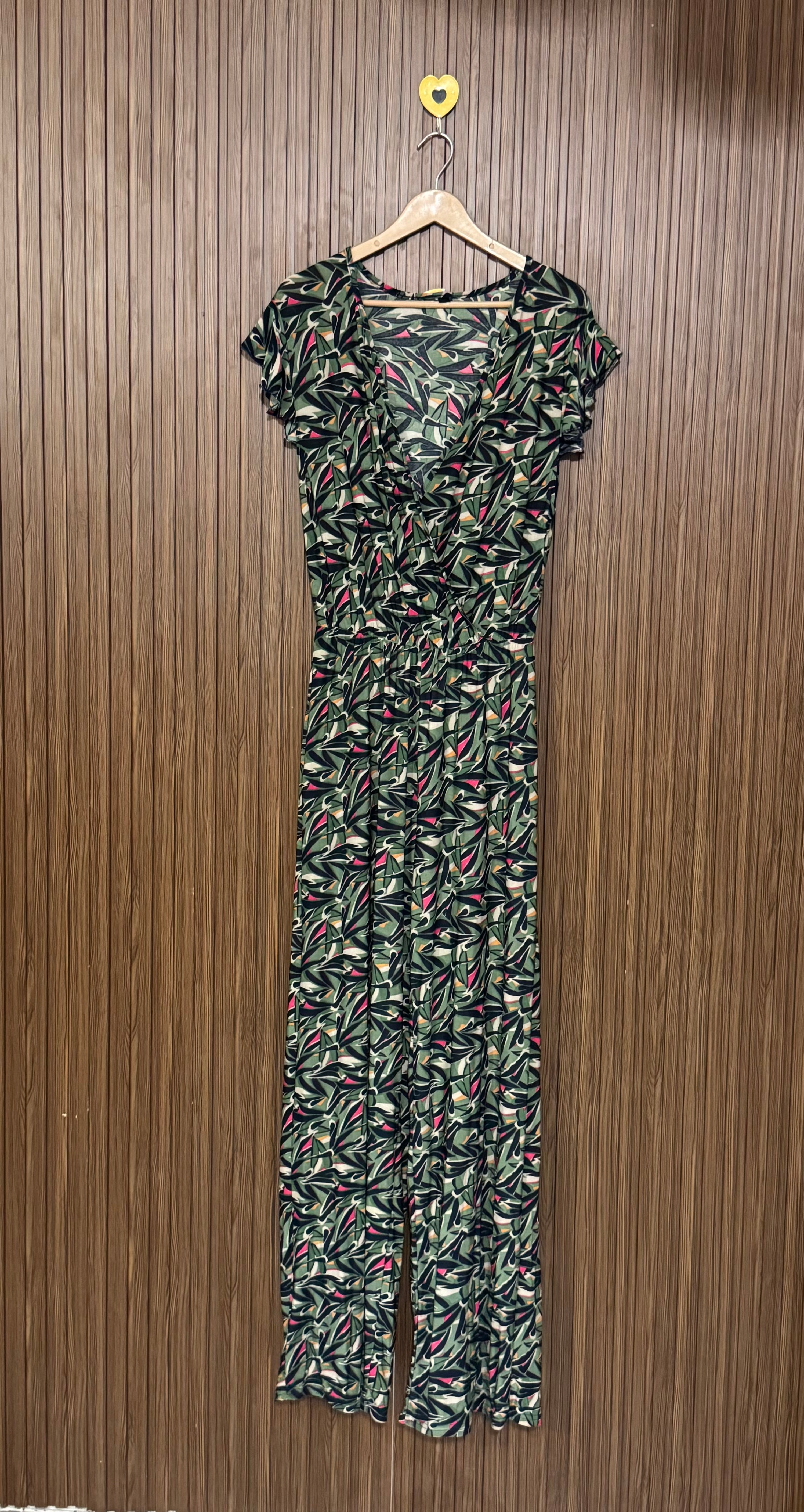 Green Printed Maxi Jumpsuit