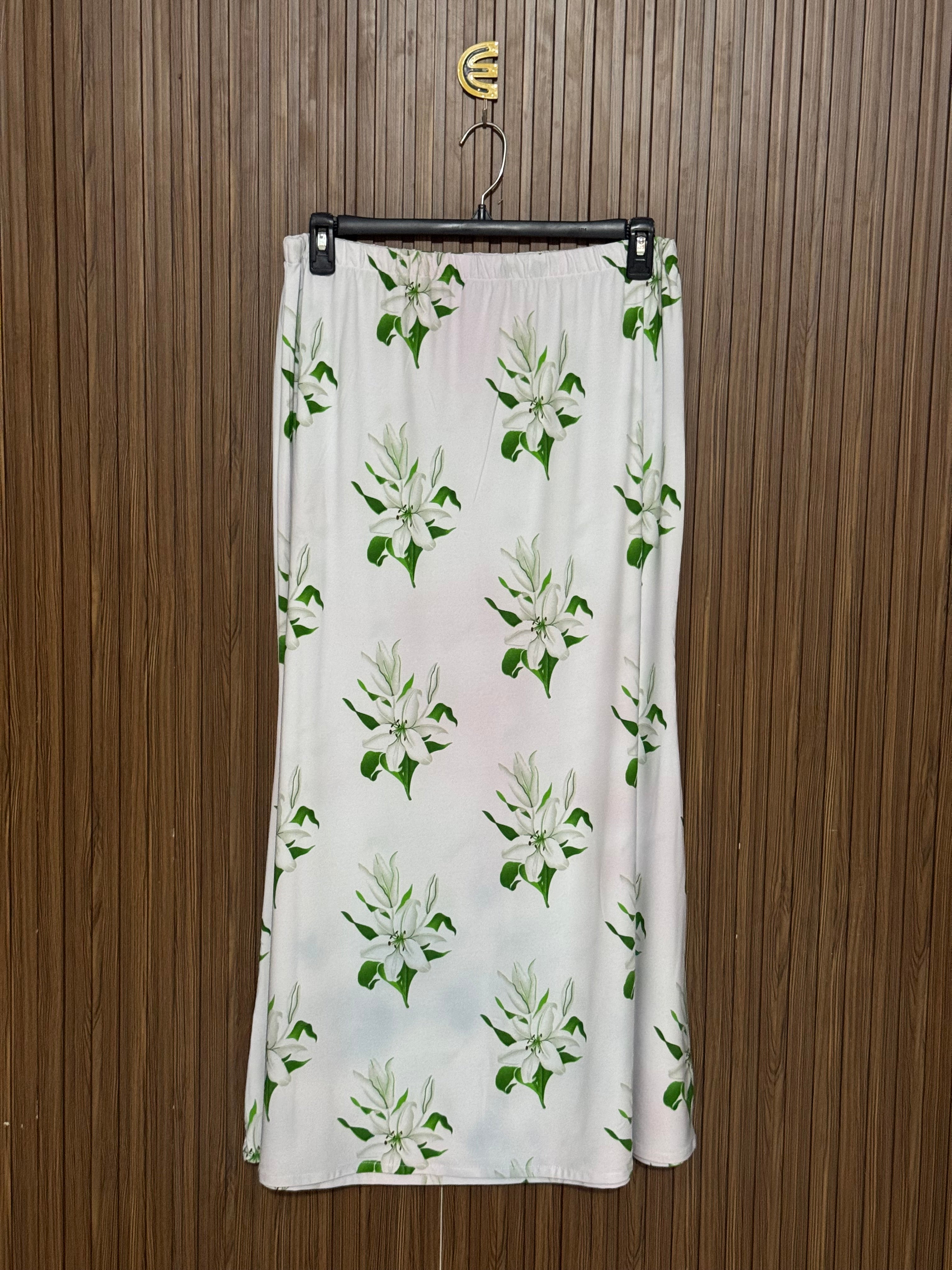 Floral Green Leaf Long Skirt