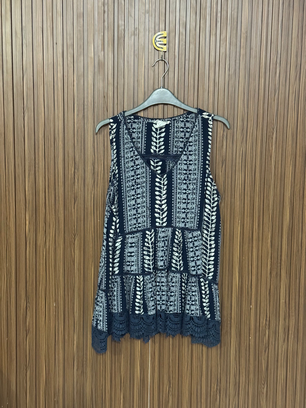 Blue Printed Sleeveless Top
