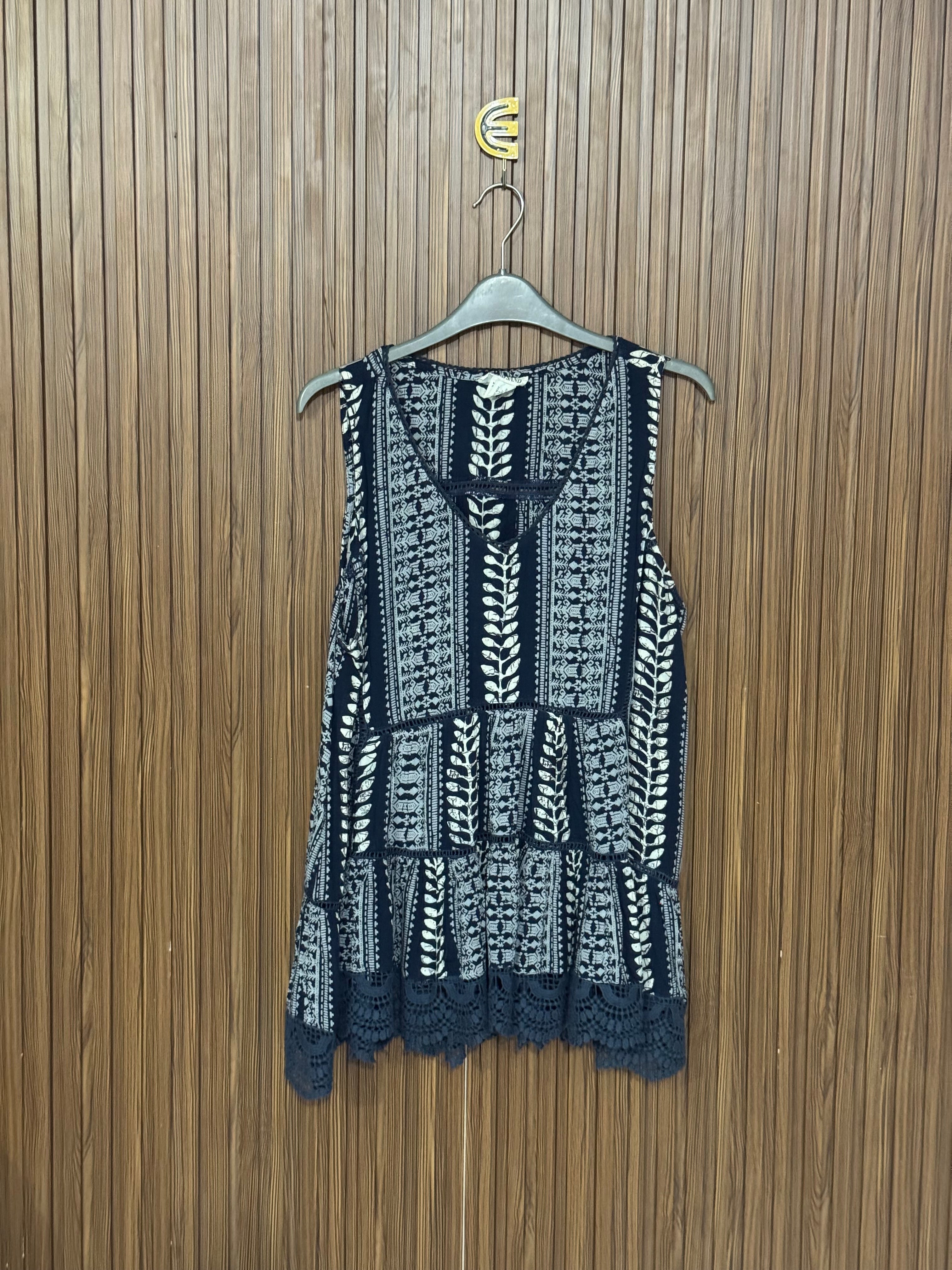 Blue Printed Sleeveless Top