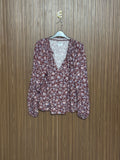 Chest 21 Length 24 Fabric nylon Maroon V-Neck Top