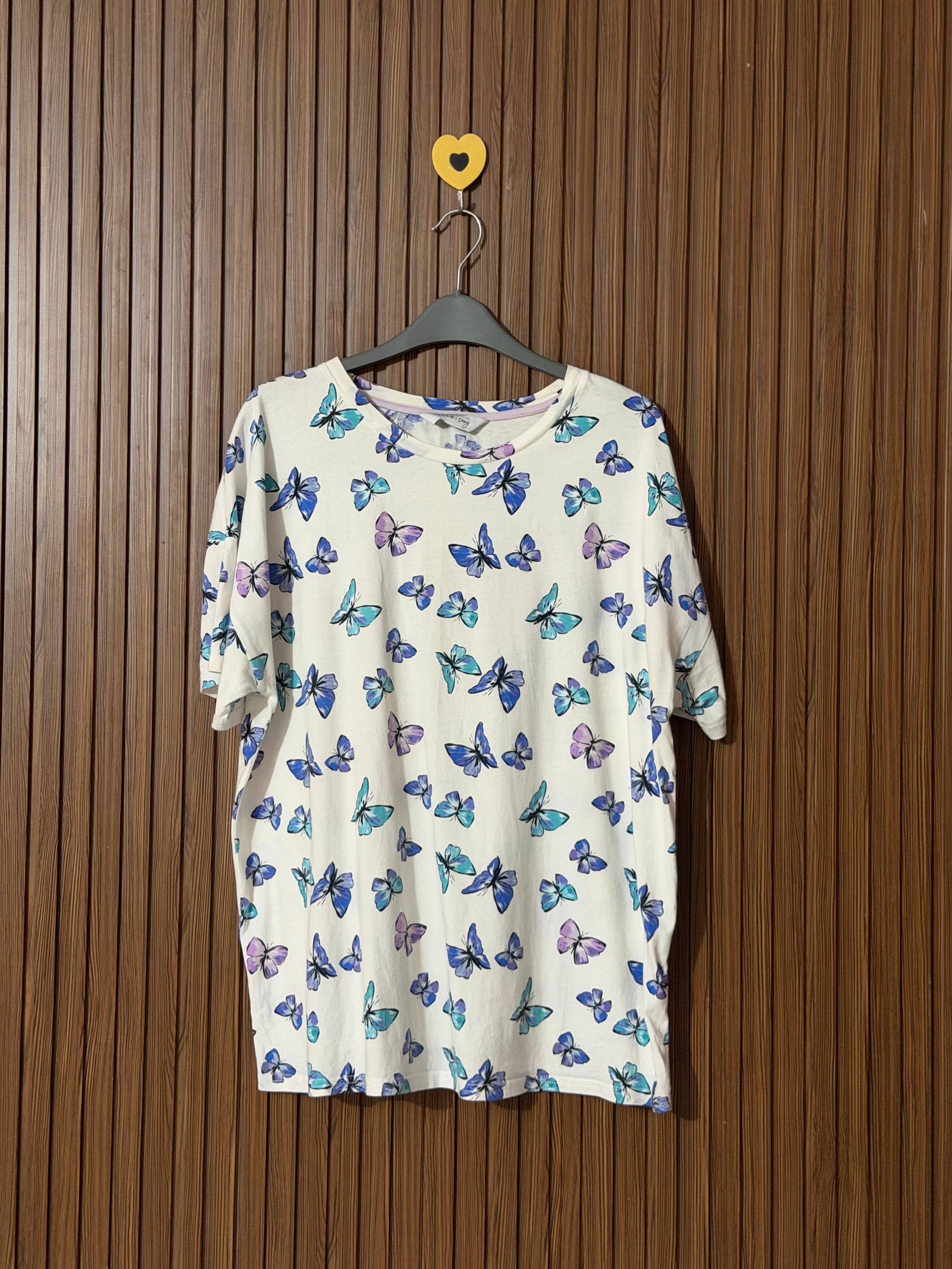 Butterfly Print Half Sleeves T-Shirt