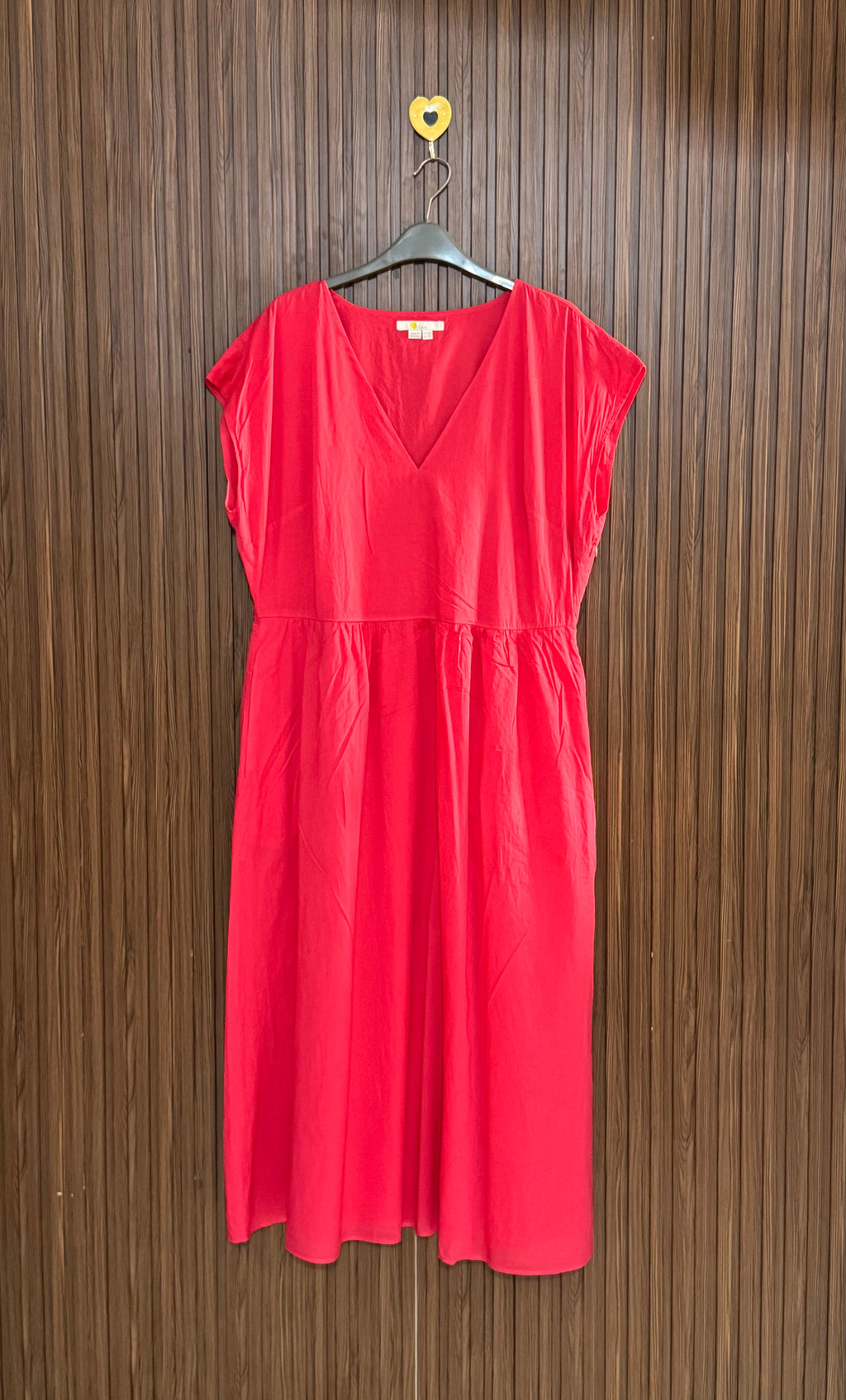 Red Flared V-Neck Long Top