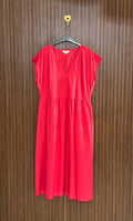Red Flared V-Neck Long Top