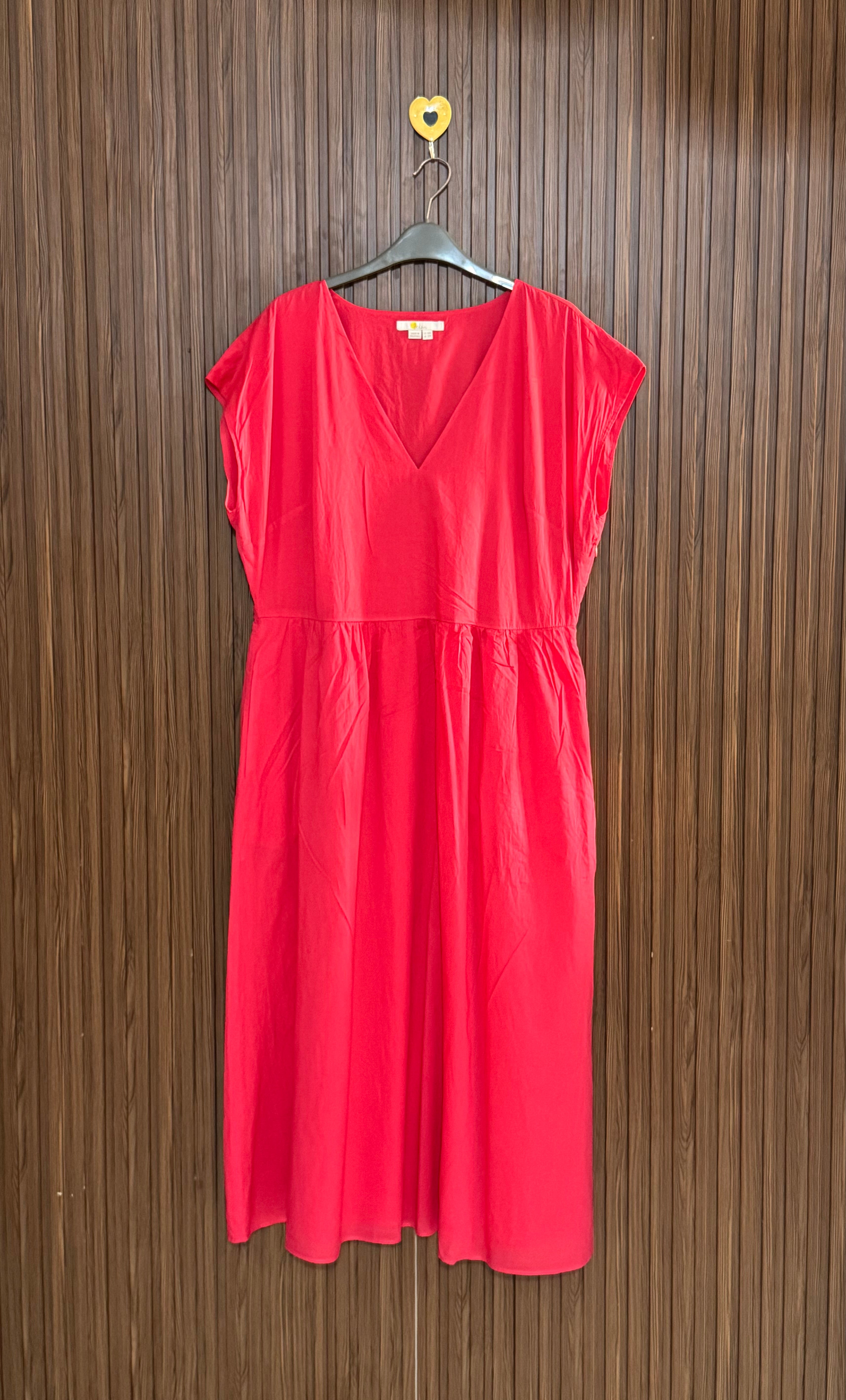 Red Flared V-Neck Long Top