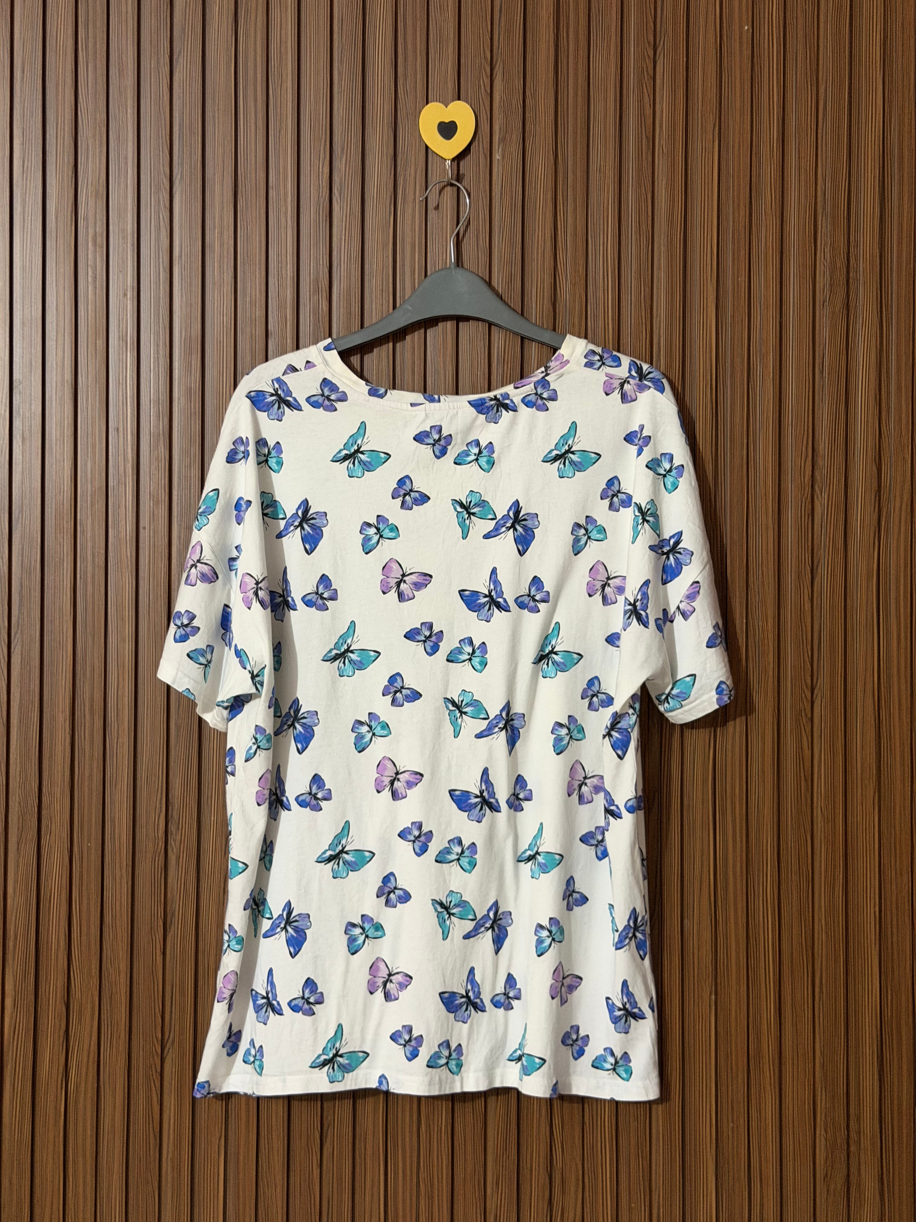 Butterfly Print Half Sleeves T-Shirt