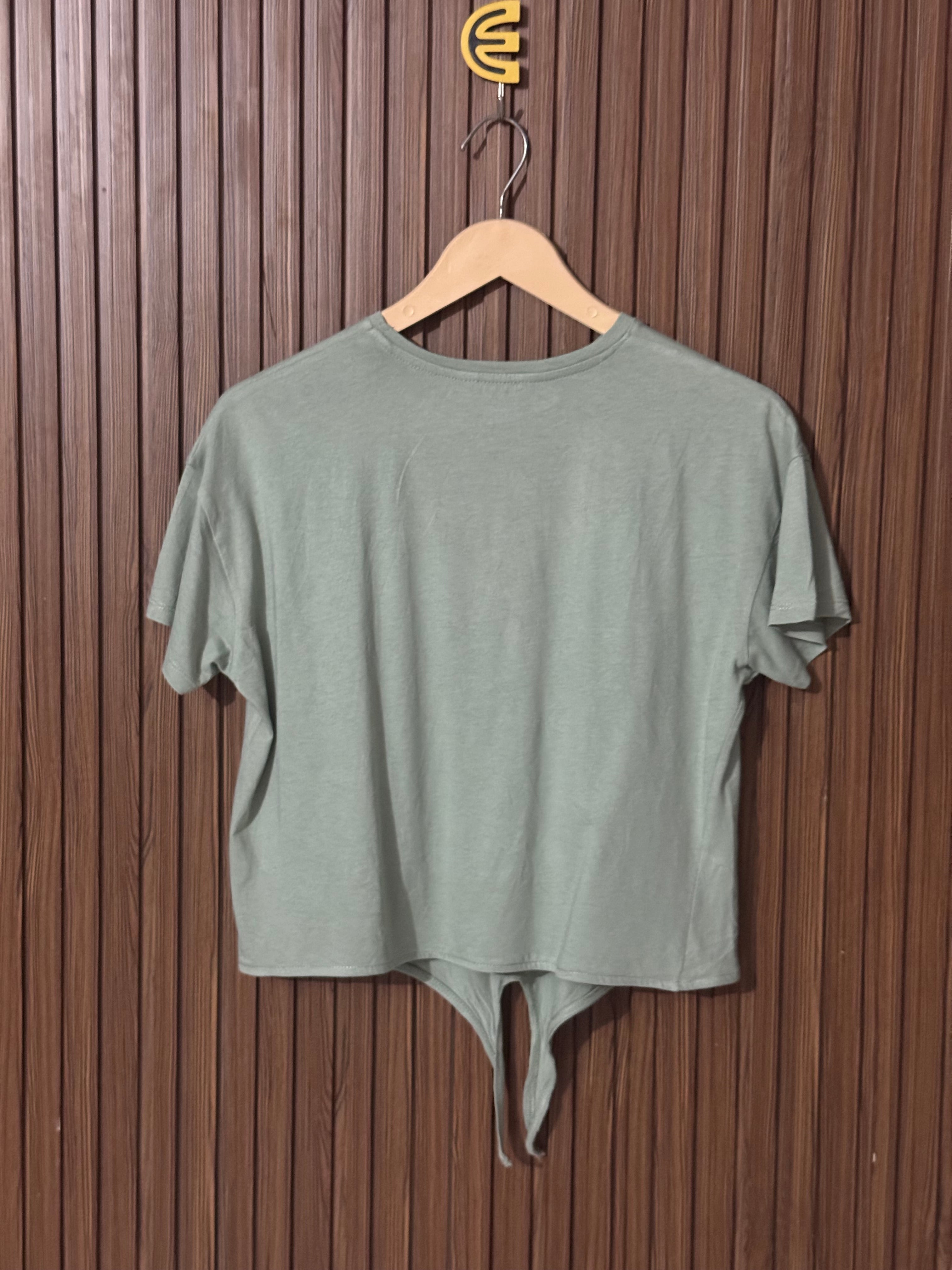 Sage Green Tie-Front Crop Top