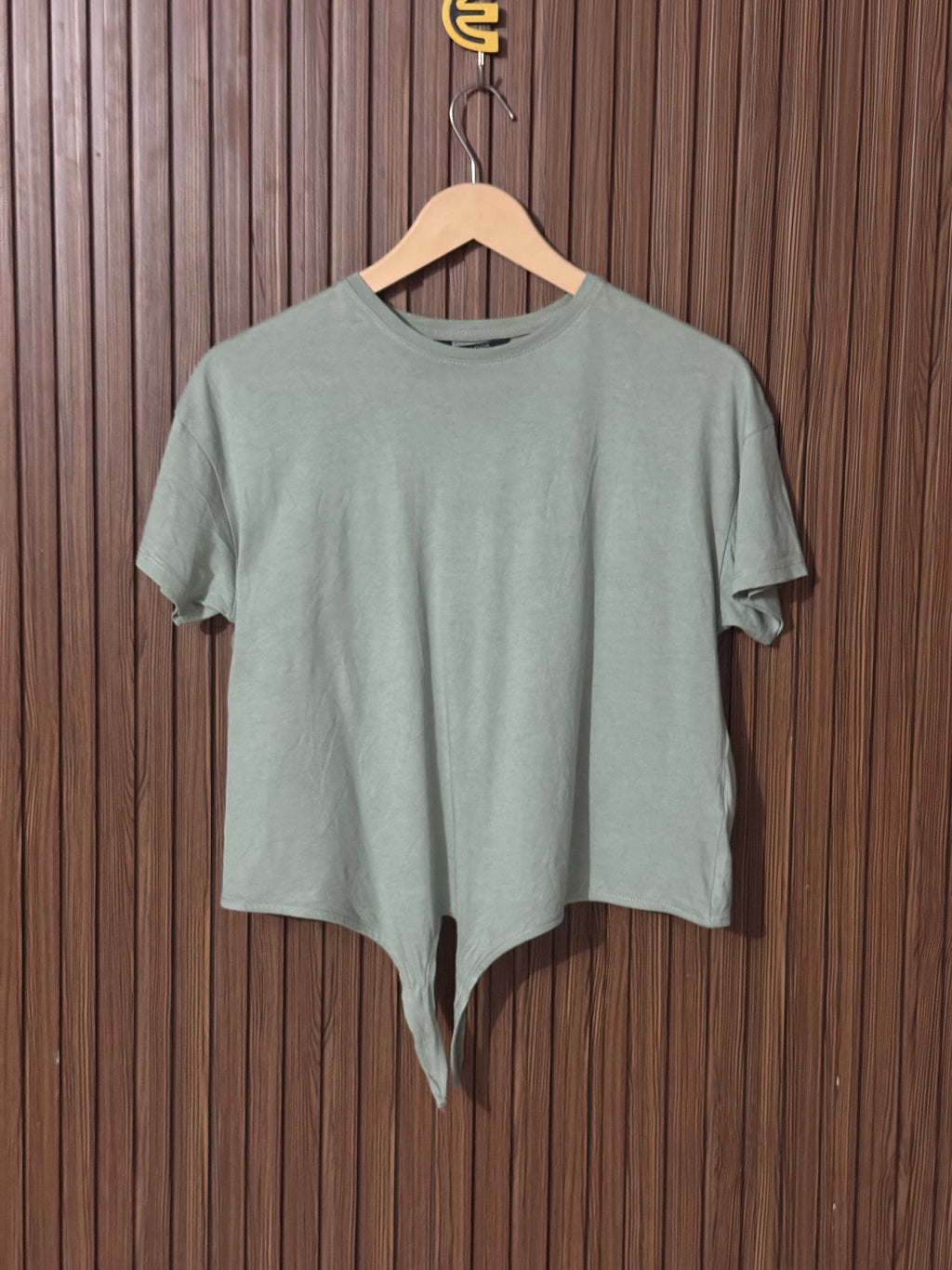 Sage Green Tie-Front Crop Top