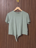 Sage Green Tie-Front Crop Top