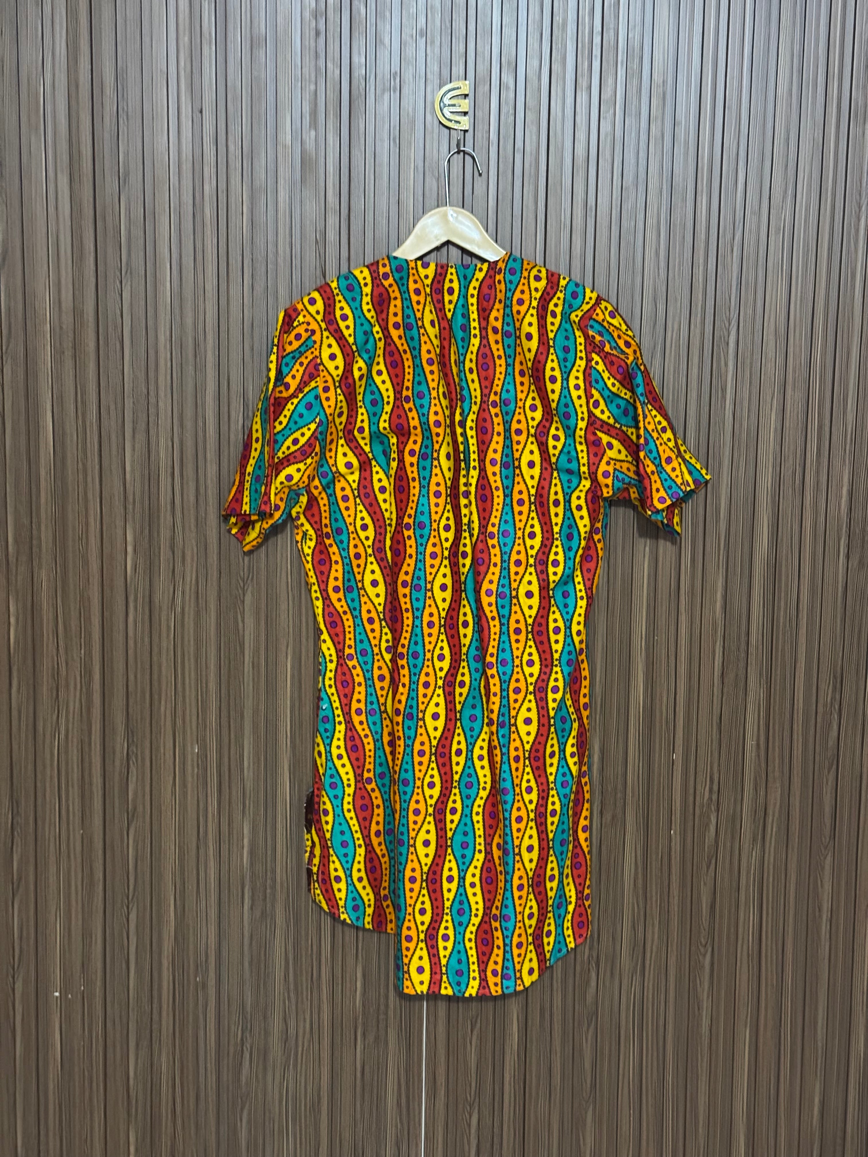 Multicolor Short Sleeve Long Top