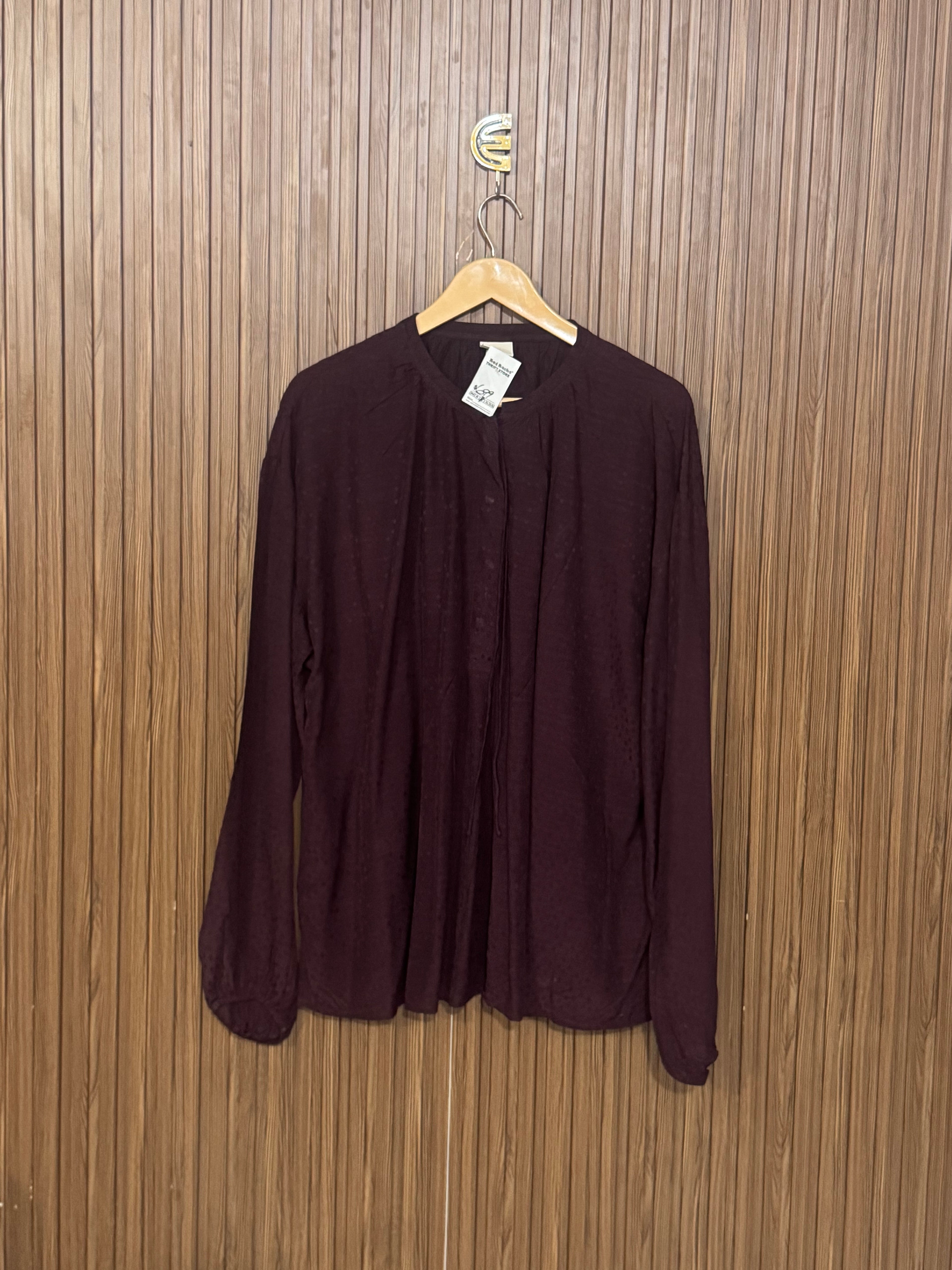 Chest 26 Length 28 Fabric Silk Wine Pleated Top