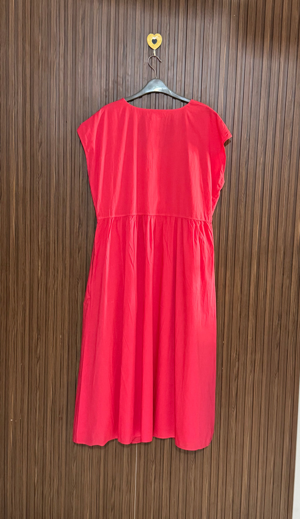 Red Flared V-Neck Long Top