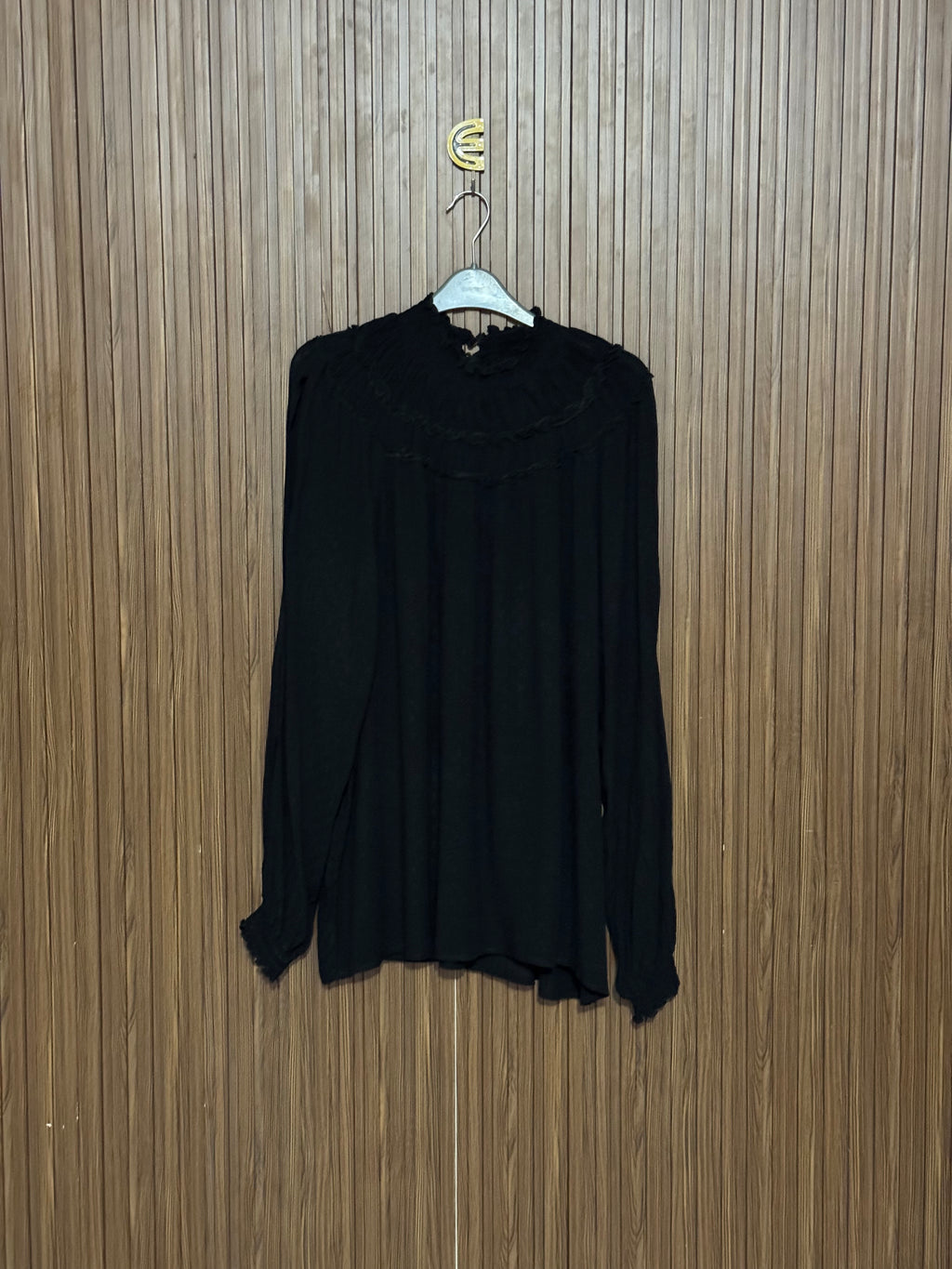 Chest 24 Length 30 Fabric Shifon Black High Neck Top