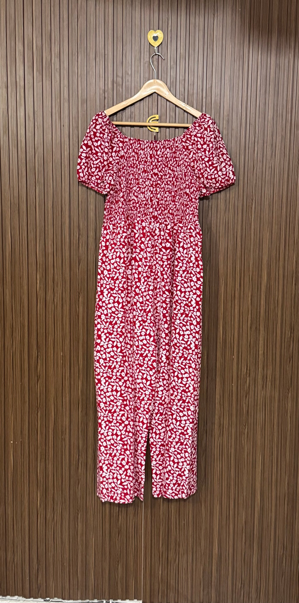 Red Floral Print Jumpsuit