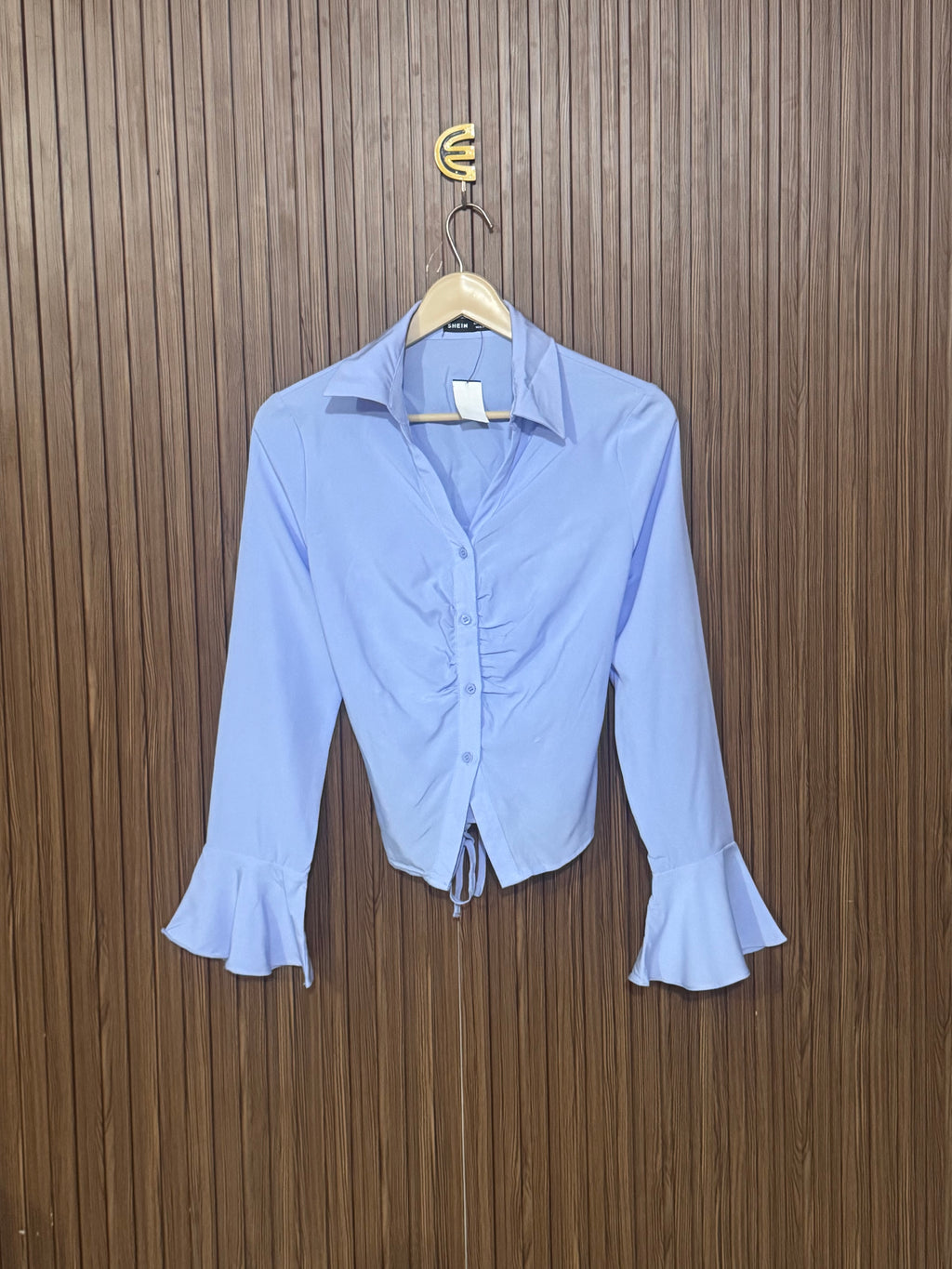 Chest 12 Length 20 Fabric Elastic Ruched Flare Blouse