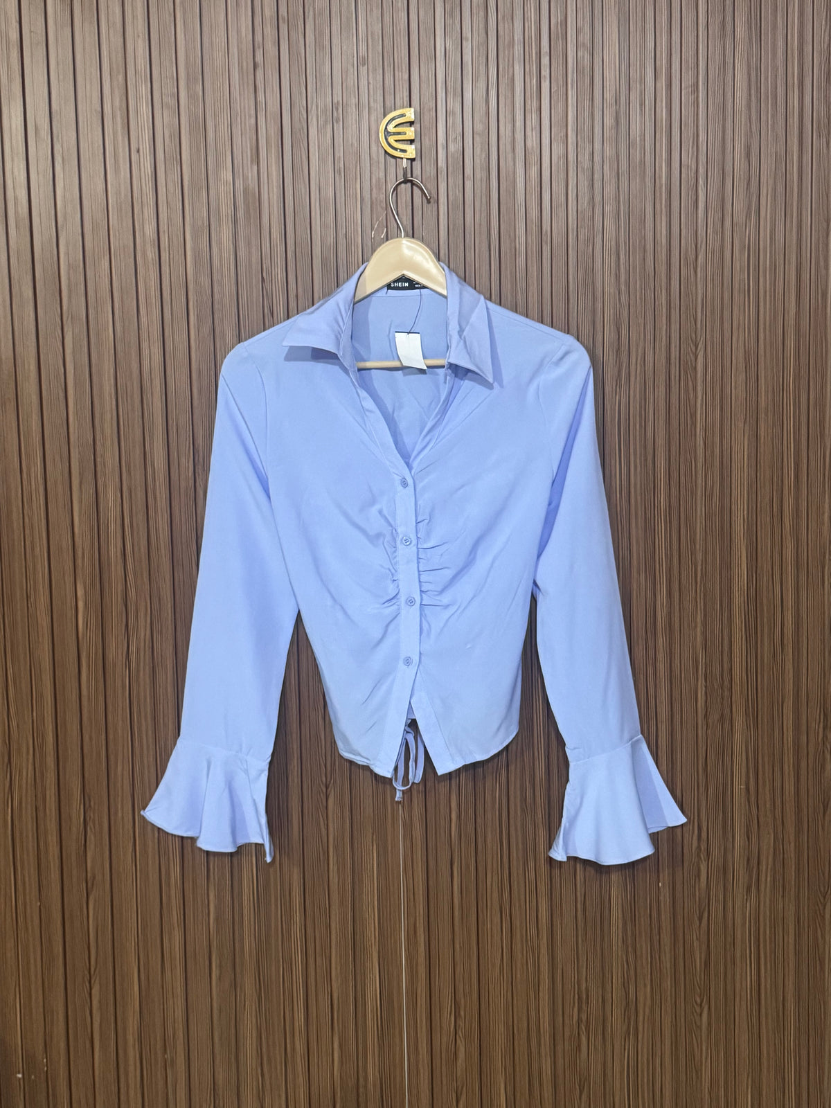 Chest 12 Length 20 Fabric Elastic Ruched Flare Blouse
