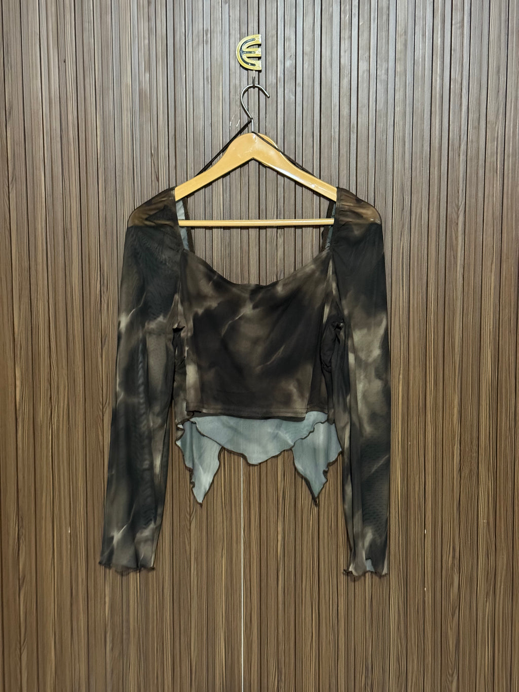 Chest 18 Length 17 Fabric Net Printed Ruched Top