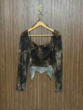 Chest 18 Length 17 Fabric Net Printed Ruched Top