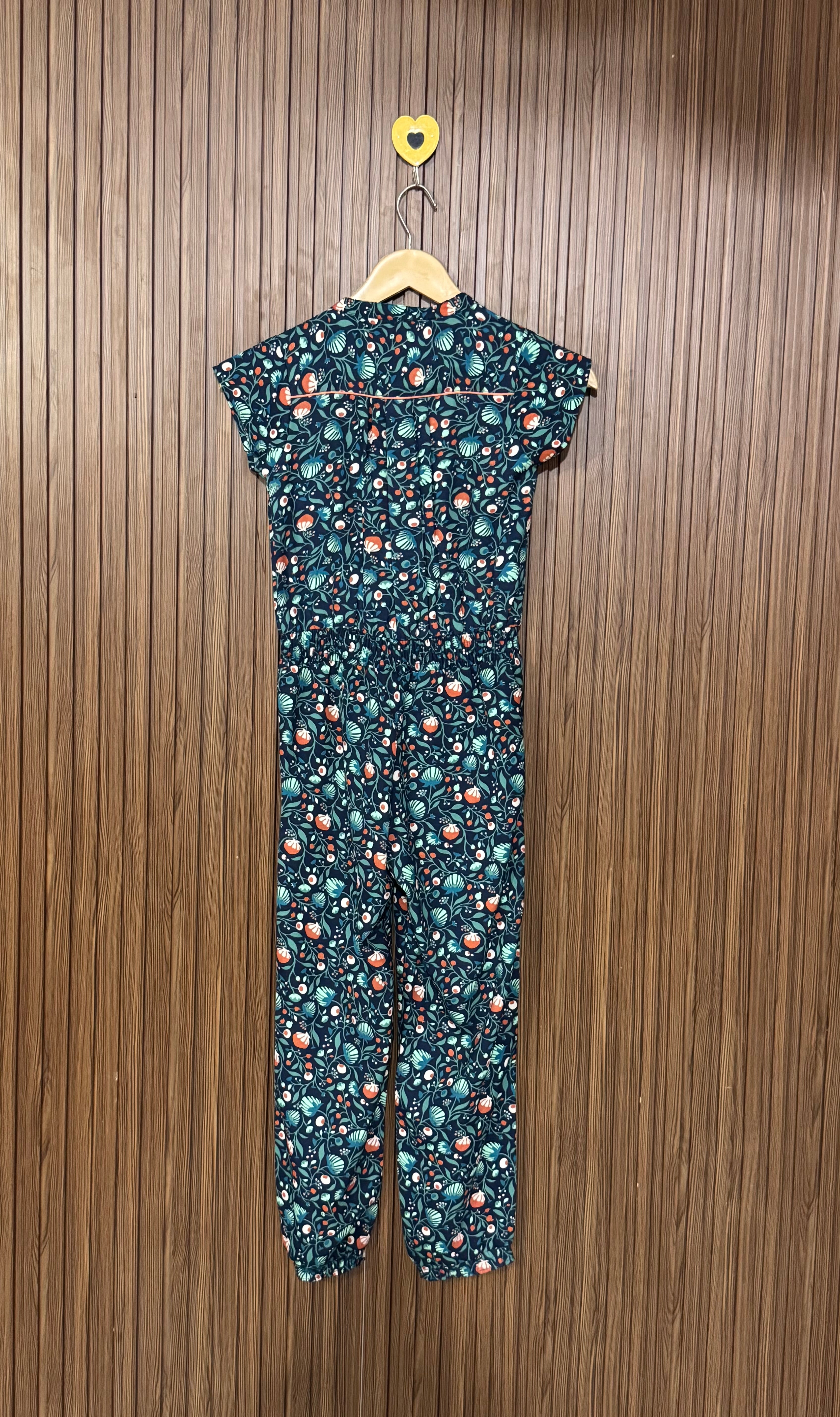 Teal Floral Print Jumpsuit