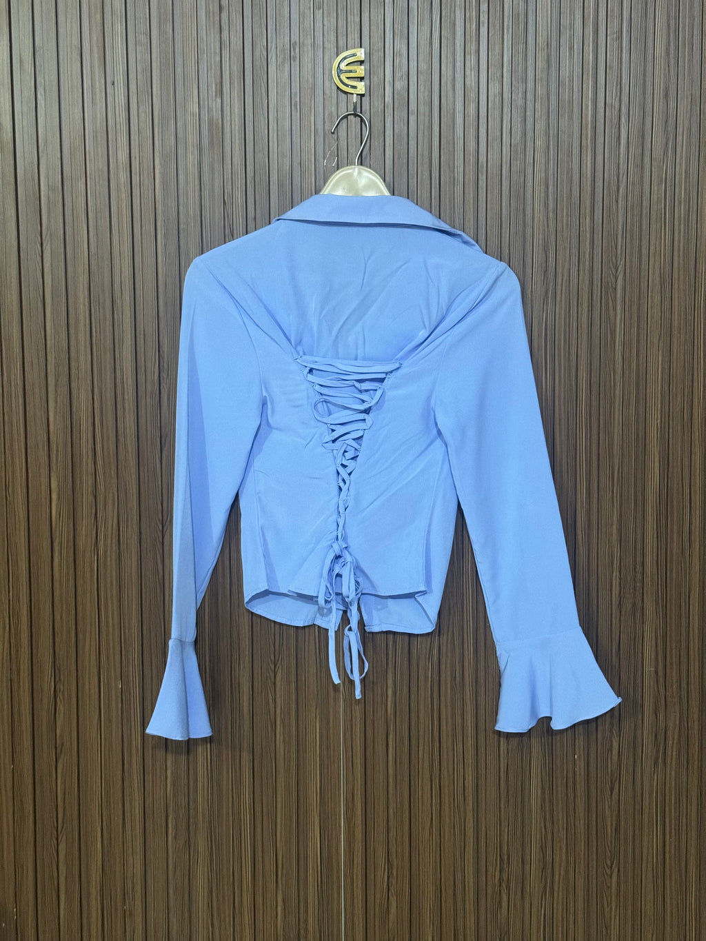 Chest 12 Length 20 Fabric Elastic Ruched Flare Blouse