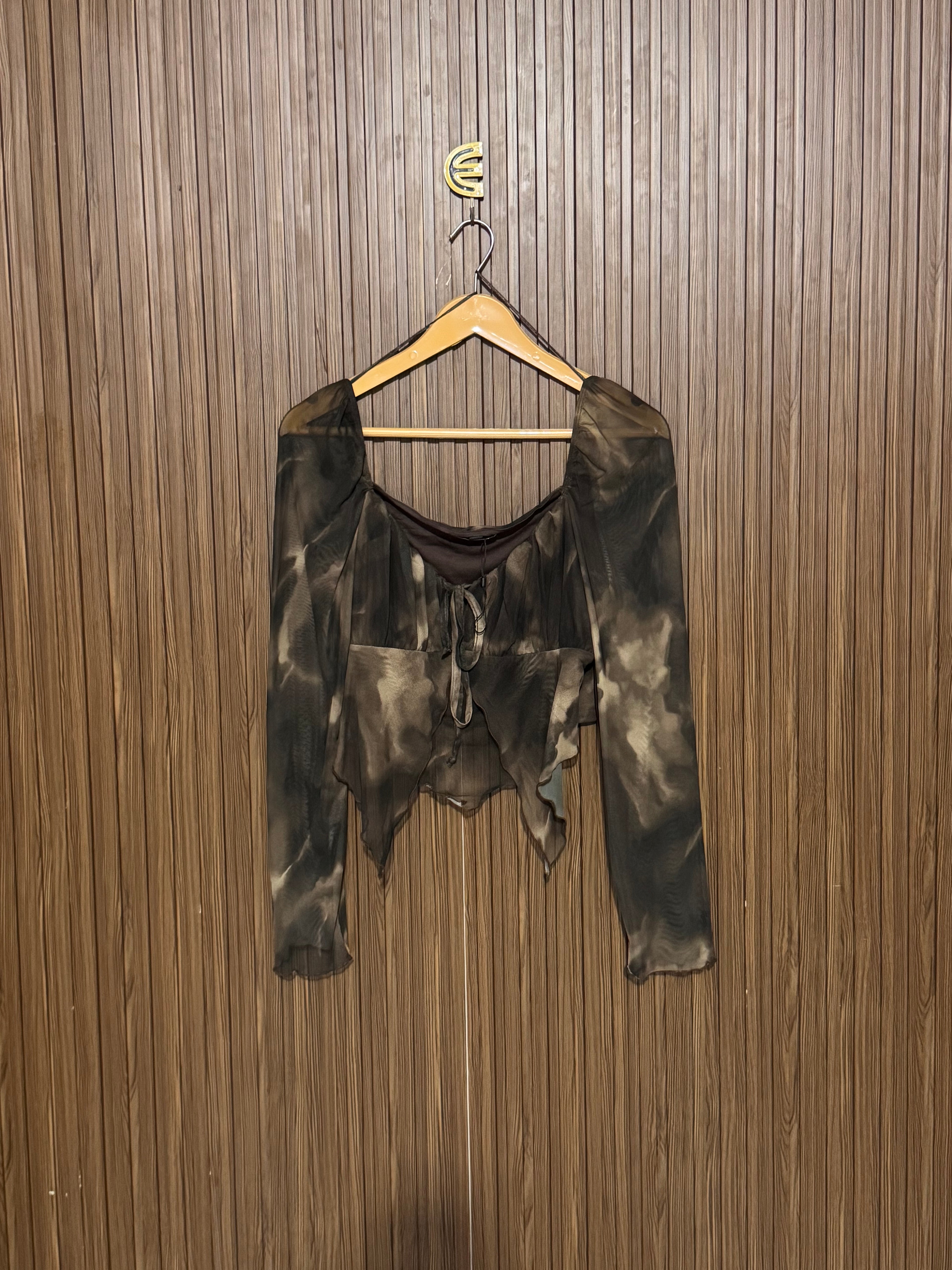 Chest 18 Length 17 Fabric Net Printed Ruched Top