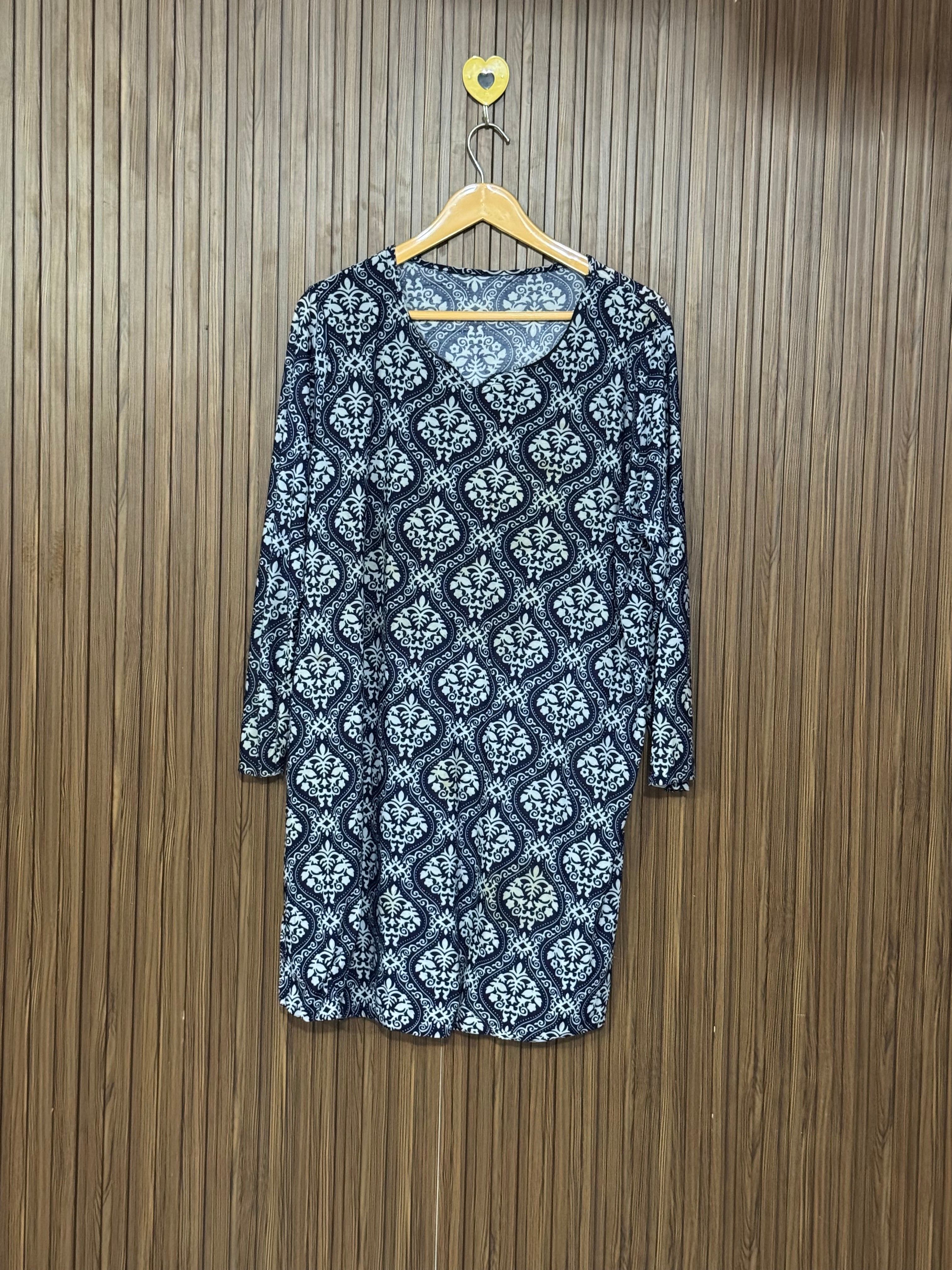 Damask Print Long Top