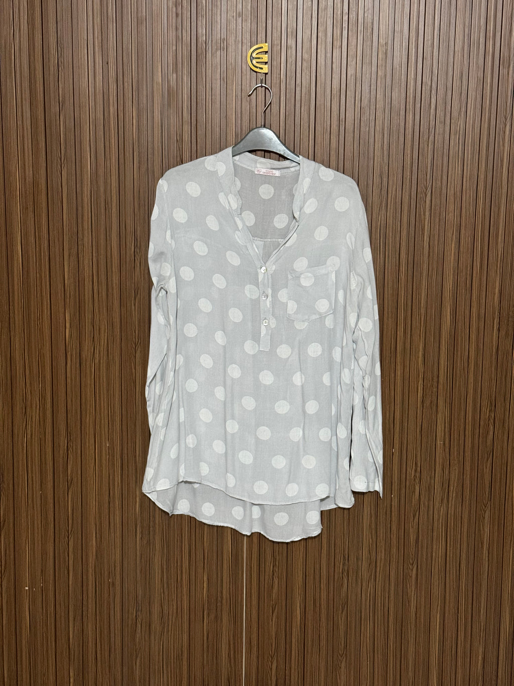 Chest 20 Length 30 Fabric Nylon Grey Polka Dot Top