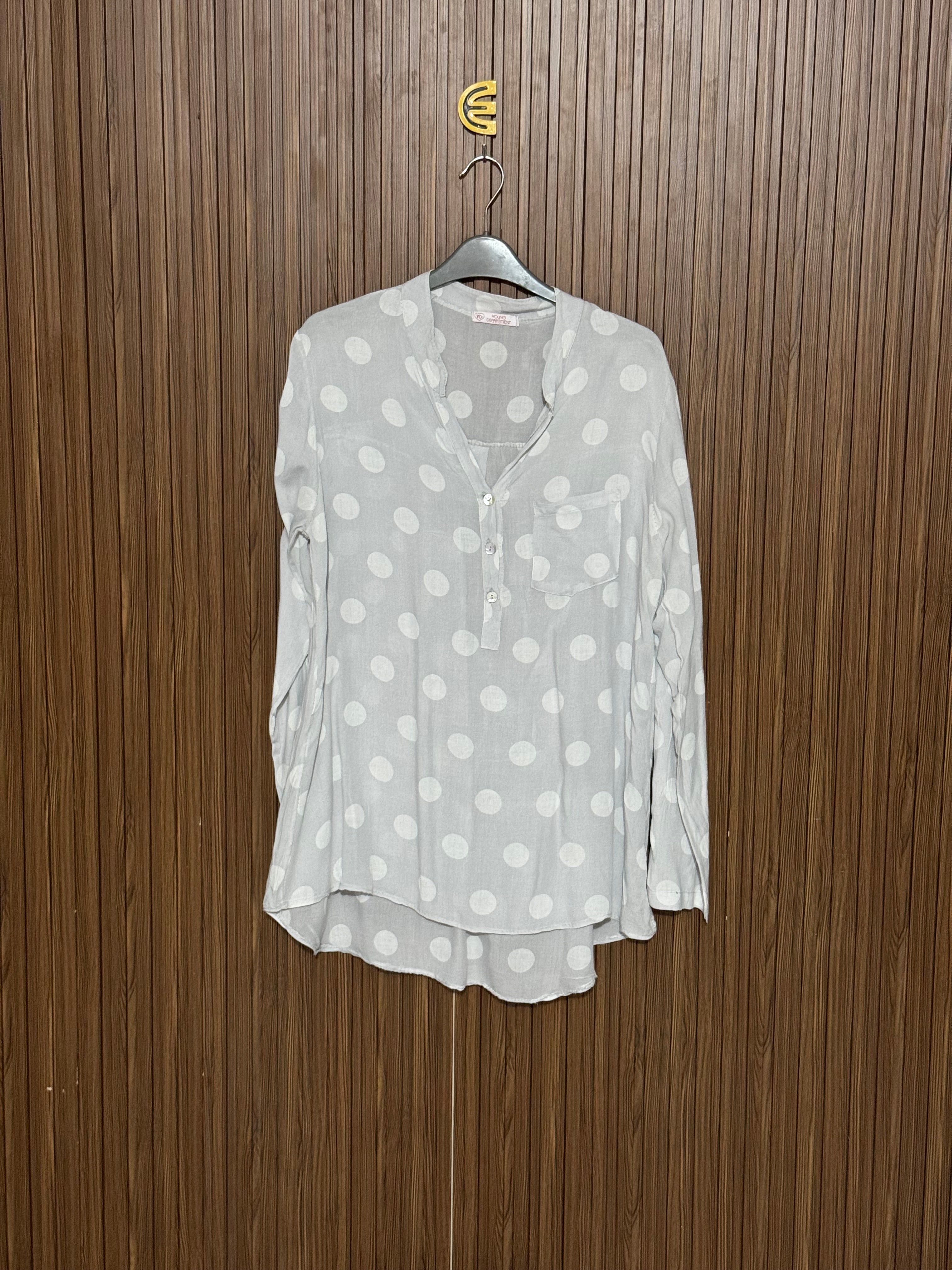 Chest 20 Length 30 Fabric Nylon Grey Polka Dot Top