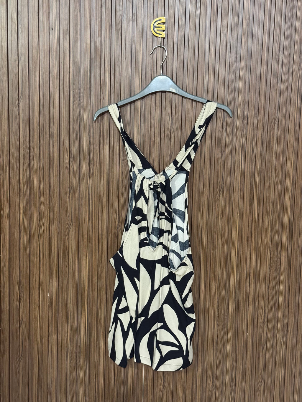 Black and Cream Abstract Sleeveless Top