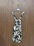 Black and Cream Abstract Sleeveless Top